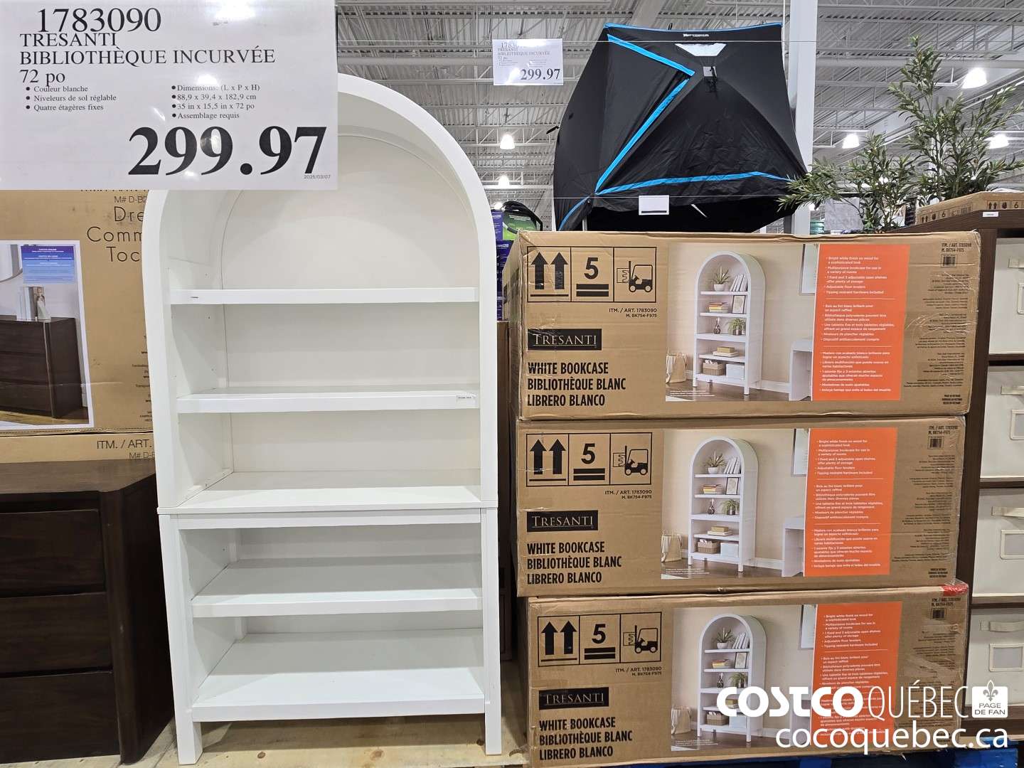 1783090 TRESANTI BIBLIOTHEQUE INCURVEE  $299.97