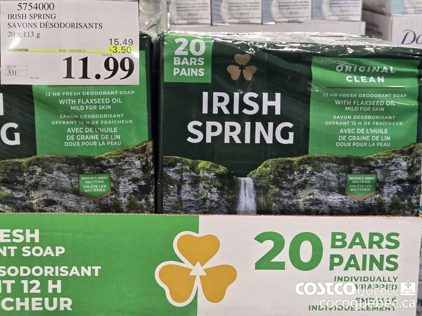 5754000 TRISH SPRING SAVONS DESODORISANTS 20x 113 g  ($3.50 INSTANT SAVINGS EXPIRES ON 2025-04-13) $11.99