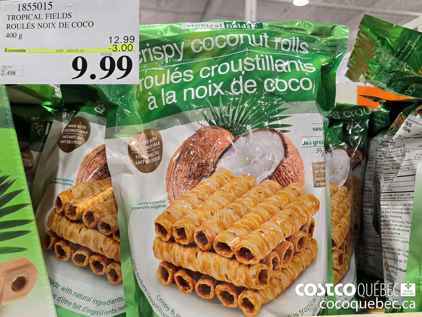1855015 TROPICAL FIELDS ROULES NOIX DE COCO 2025-03-16-3  ($3.00 INSTANT SAVINGS EXPIRES ON 2025-03-16) $9.99
