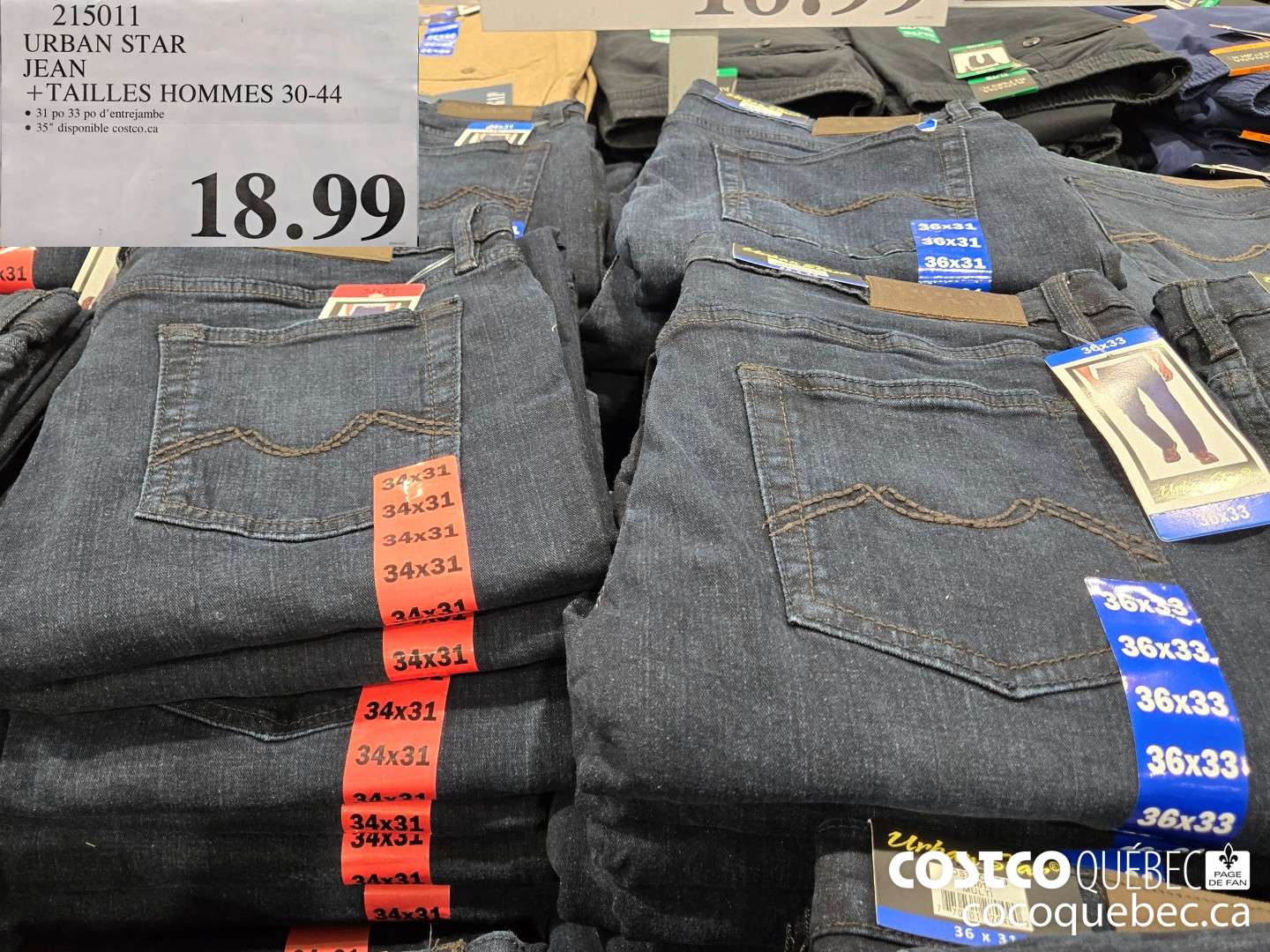 215011 URBAN STAR JEAN +TAILLES HOMMES 30-44  $18.99