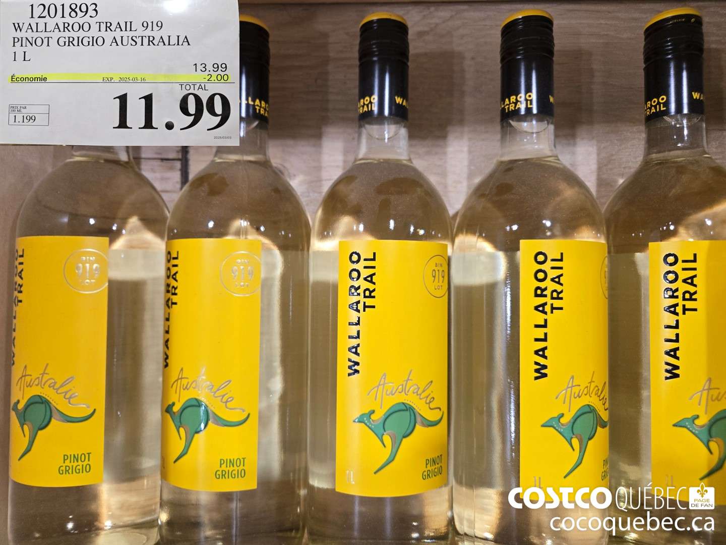 61201893 WALLAROO TRAIL 919 PINOT GRIGIO AUSTRALIA 2.00 OFF  ($2.00 INSTANT SAVINGS EXPIRES ON 2025-03-16) $11.99