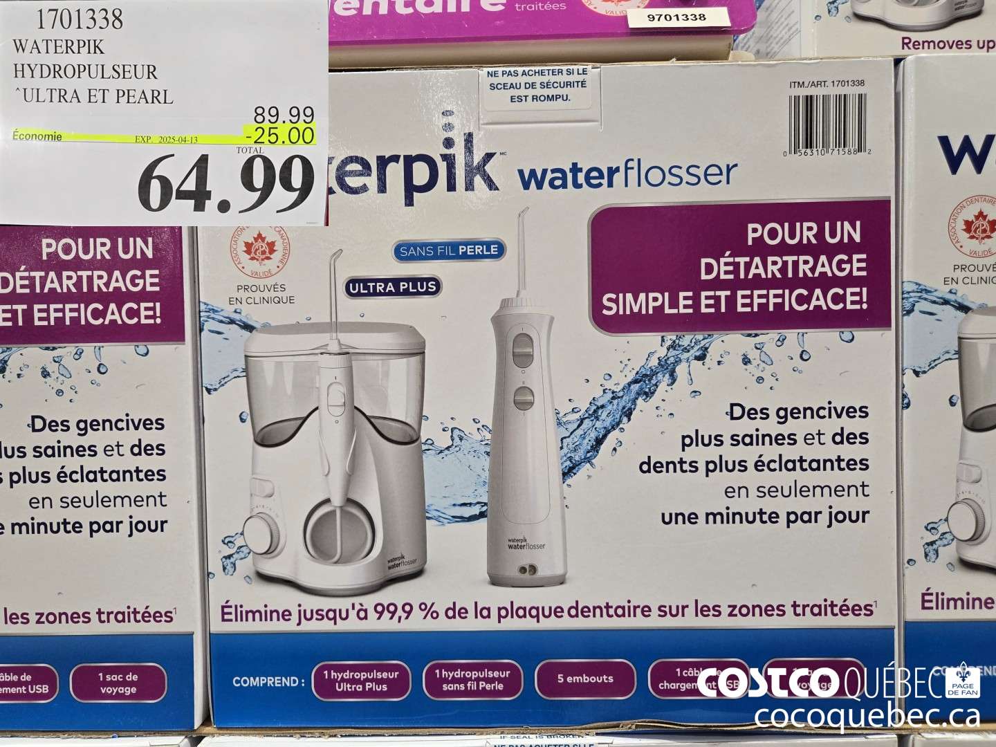 1701338 WATERPIK HYDROPULSEUR ULTRA ET PEARL ($25.00 INSTANT SAVINGS EXPIRES ON 2025-04-13) $64.99
