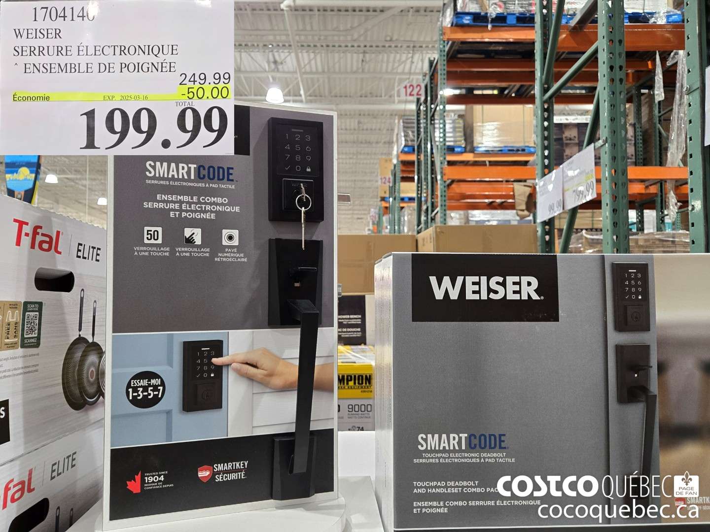 1704140 WEISER SERRURE ELETRONIQUE ENSEMBLE DE POIGNEE ($50.00 INSTANT SAVINGS EXPIRES ON 2025-03-16) $199.99