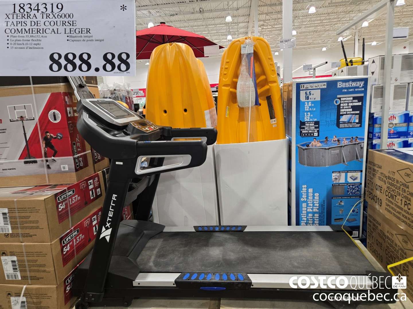 1834319 XTERRA TRX6000 TAPIS DE COURSE  $888.88