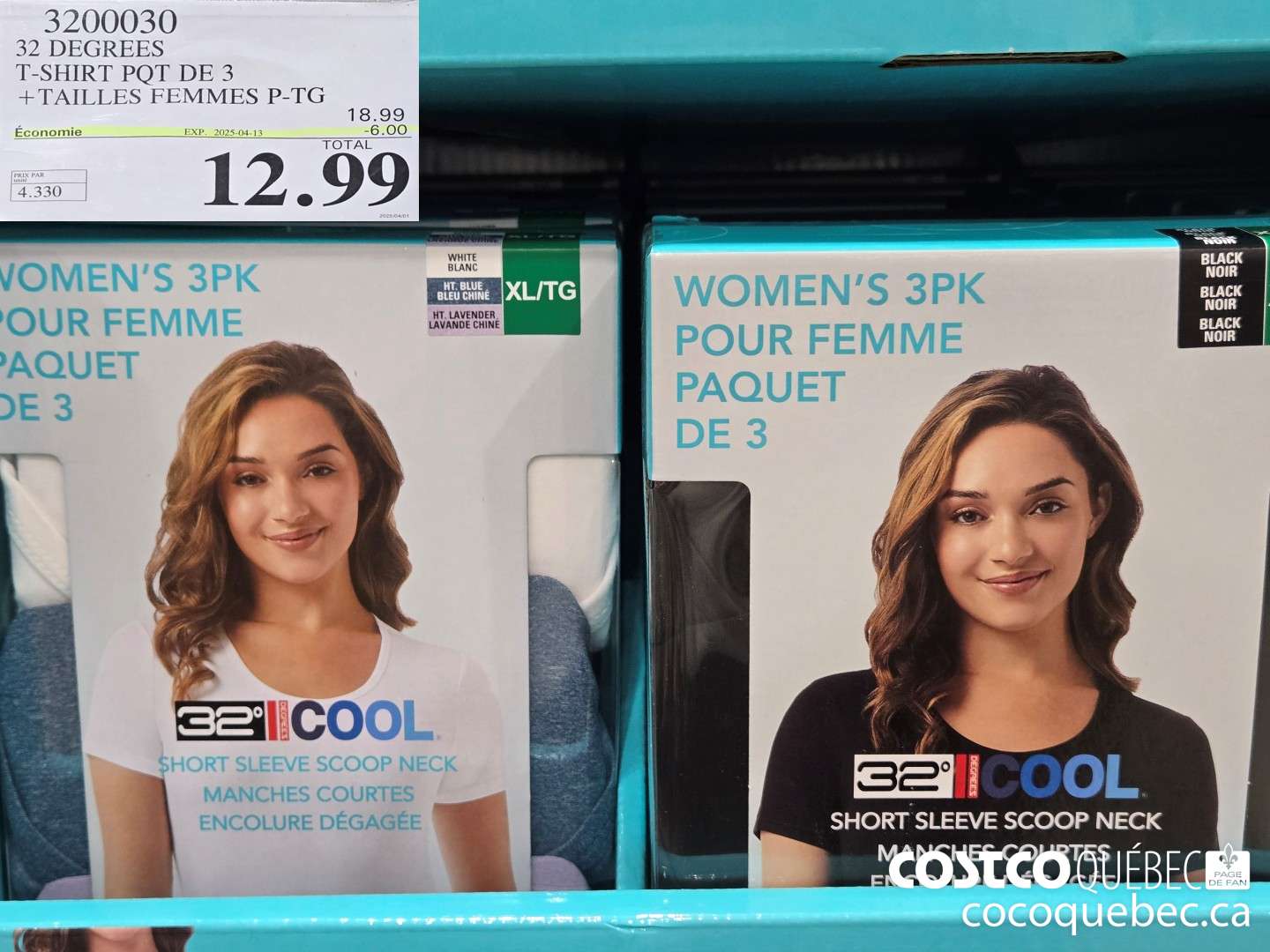 3200030 32 DEGREES T-SHIRT POT DE 3 +TAILLES FEMMES P-TG  ($6.00 INSTANT SAVINGS EXPIRES ON 2025-04-13) $12.99