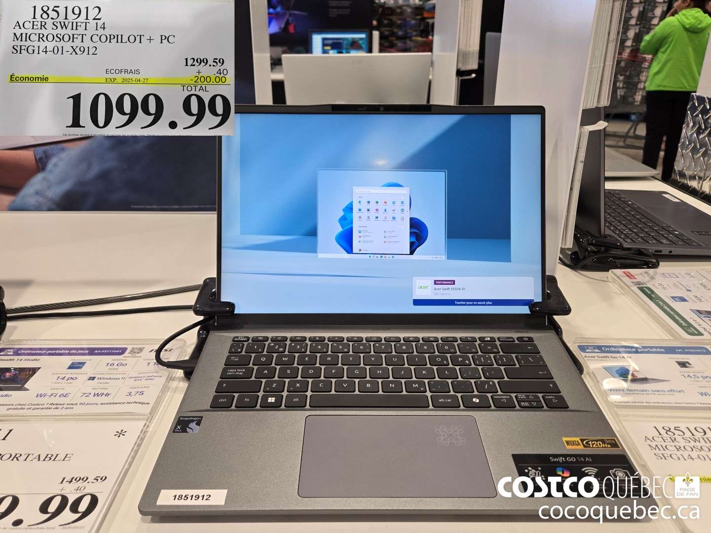 1851912 ACER SWIFT 14 MICROSOFT COPILOT+ PC SFG14-01-X912  ($200.00 INSTANT SAVINGS EXPIRES ON 2025-04-27) $1099.99