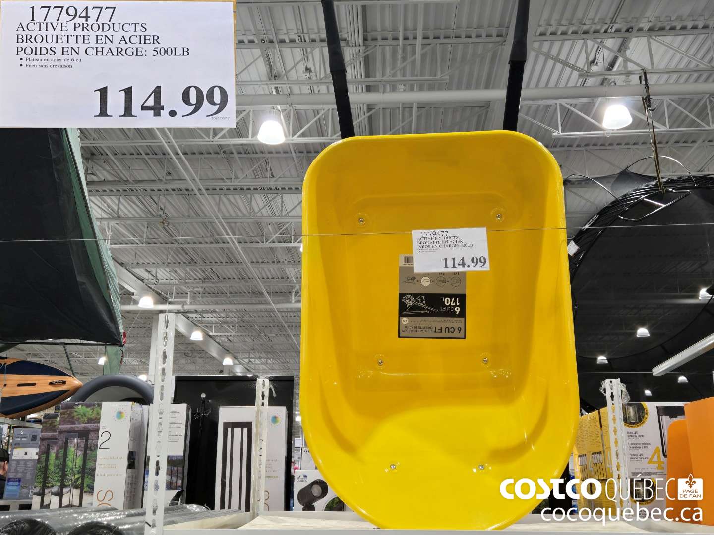 1779477 ACTIVE PRODUCTS BROUETTE EN ACIER 500 LB $114.99