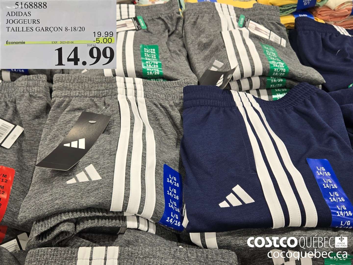 5168888 ADIDAS JOGGEURS TAILLES GARCON 8-18/20  ($5.00 INSTANT SAVINGS EXPIRES ON 2025-05-04) $14.99