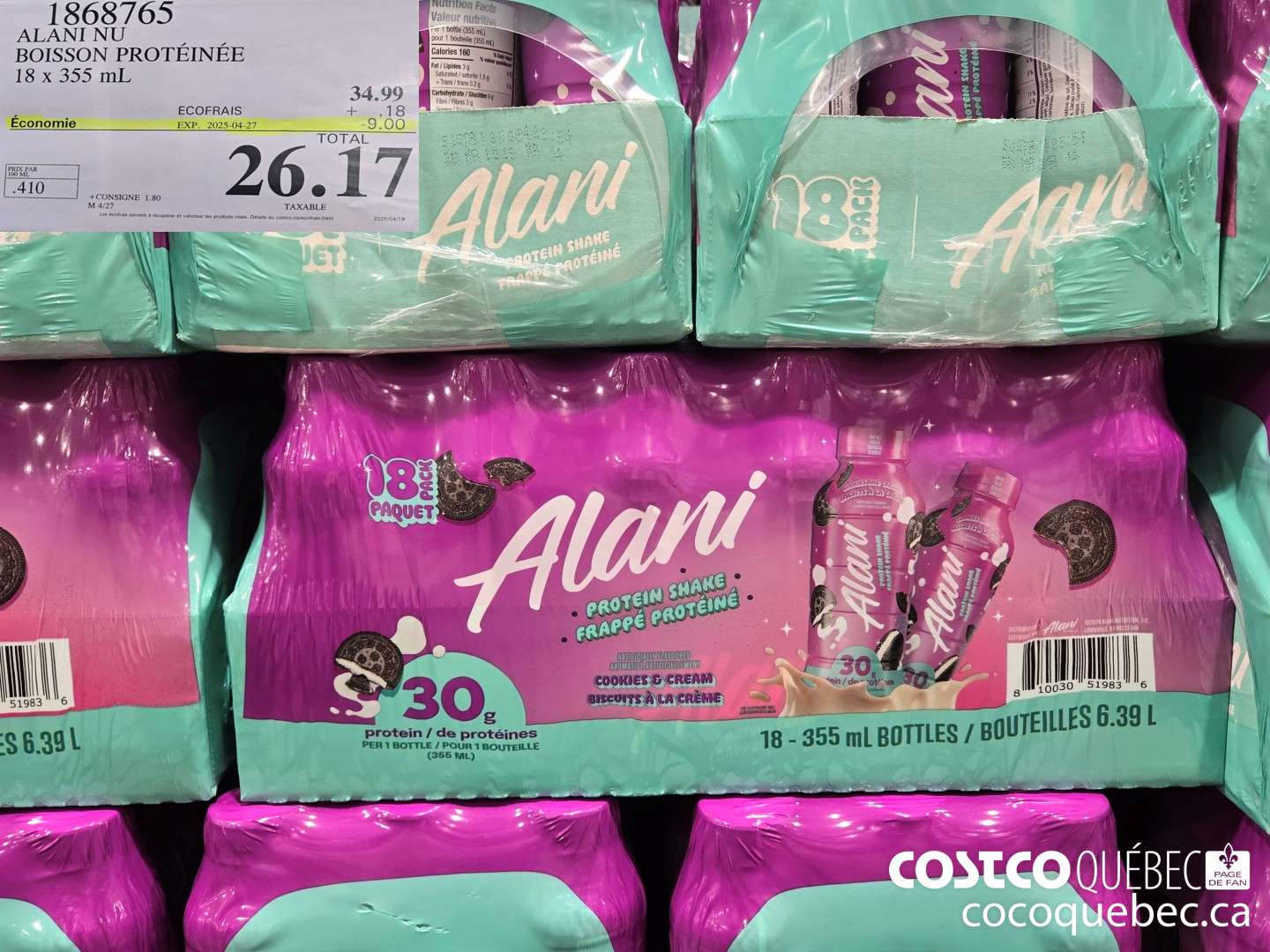 1868765 ALANIL NU BOISSON PROTEINEE 18 x 355 mL  ($9.00 INSTANT SAVINGS EXPIRES ON 2025-04-27) $26.17