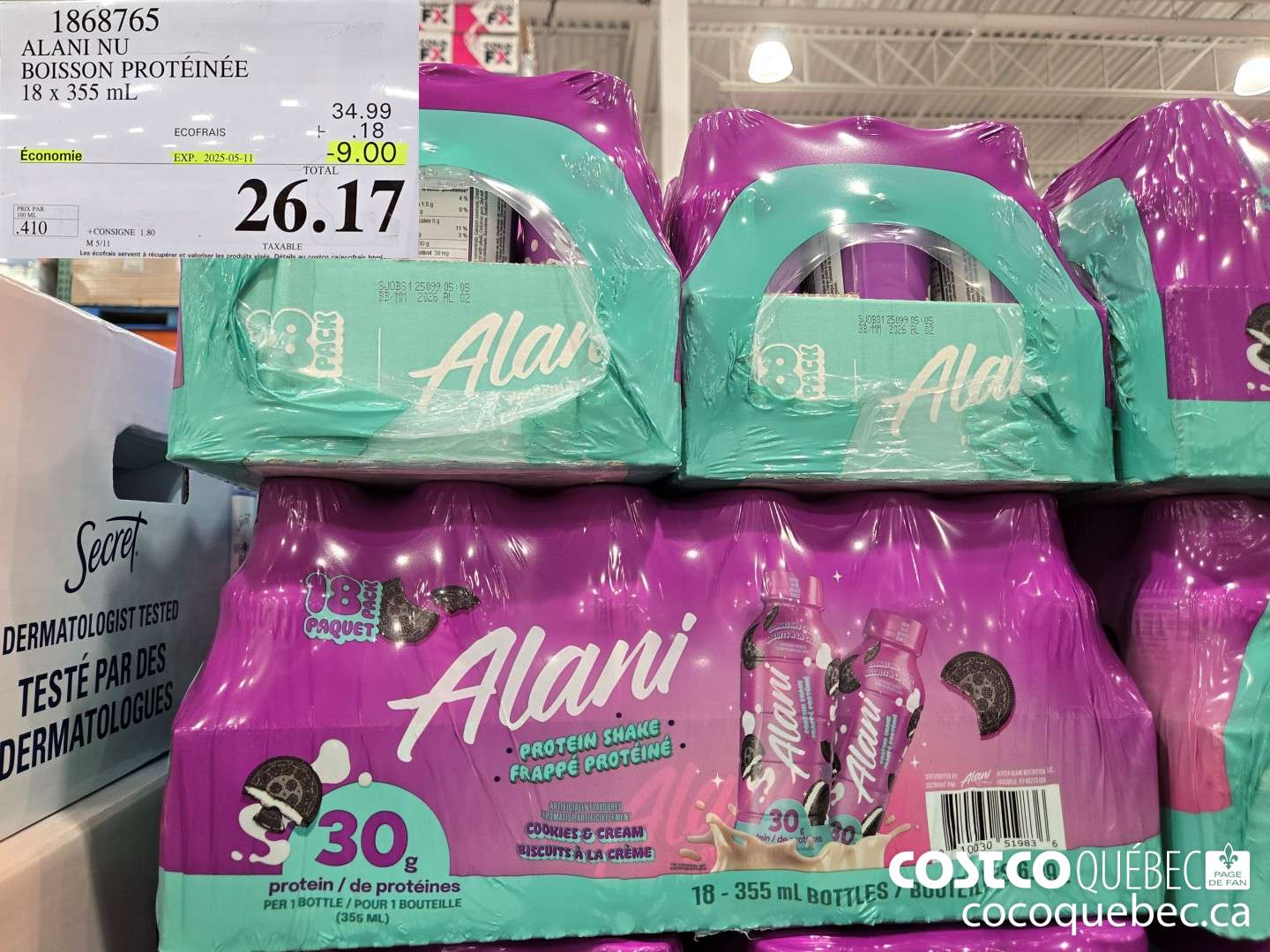 1868765 ALANIL NU BOISSON PROTEINEE 18 x 355 mL  ($9.00 INSTANT SAVINGS EXPIRES ON 2025-05-11) $26.17