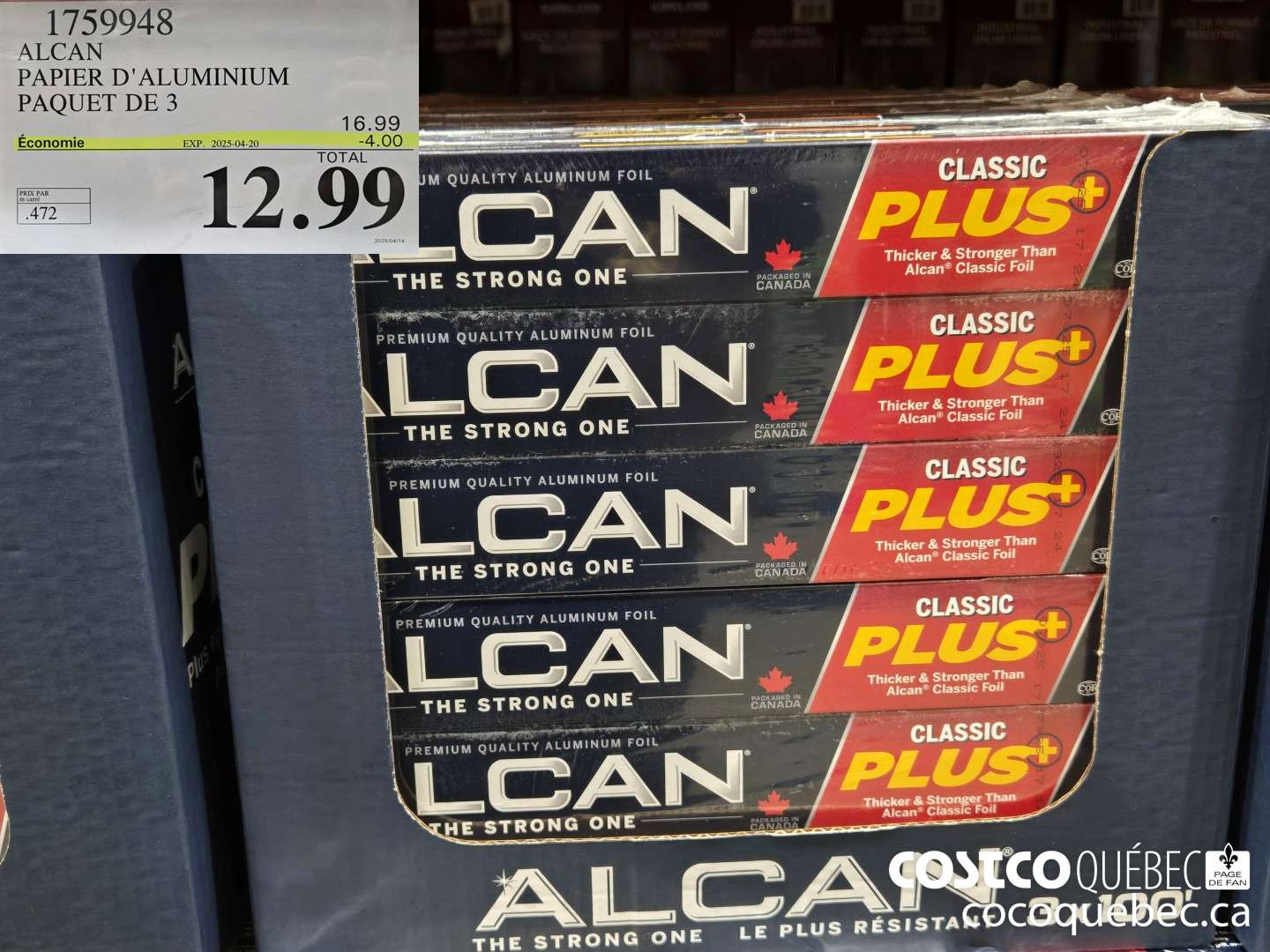 1759948 ALCAN PAPIER D' ALUMINIUM PAQUET DE 3  ($4.00 INSTANT SAVINGS EXPIRES ON 2025-04-20) $12.99