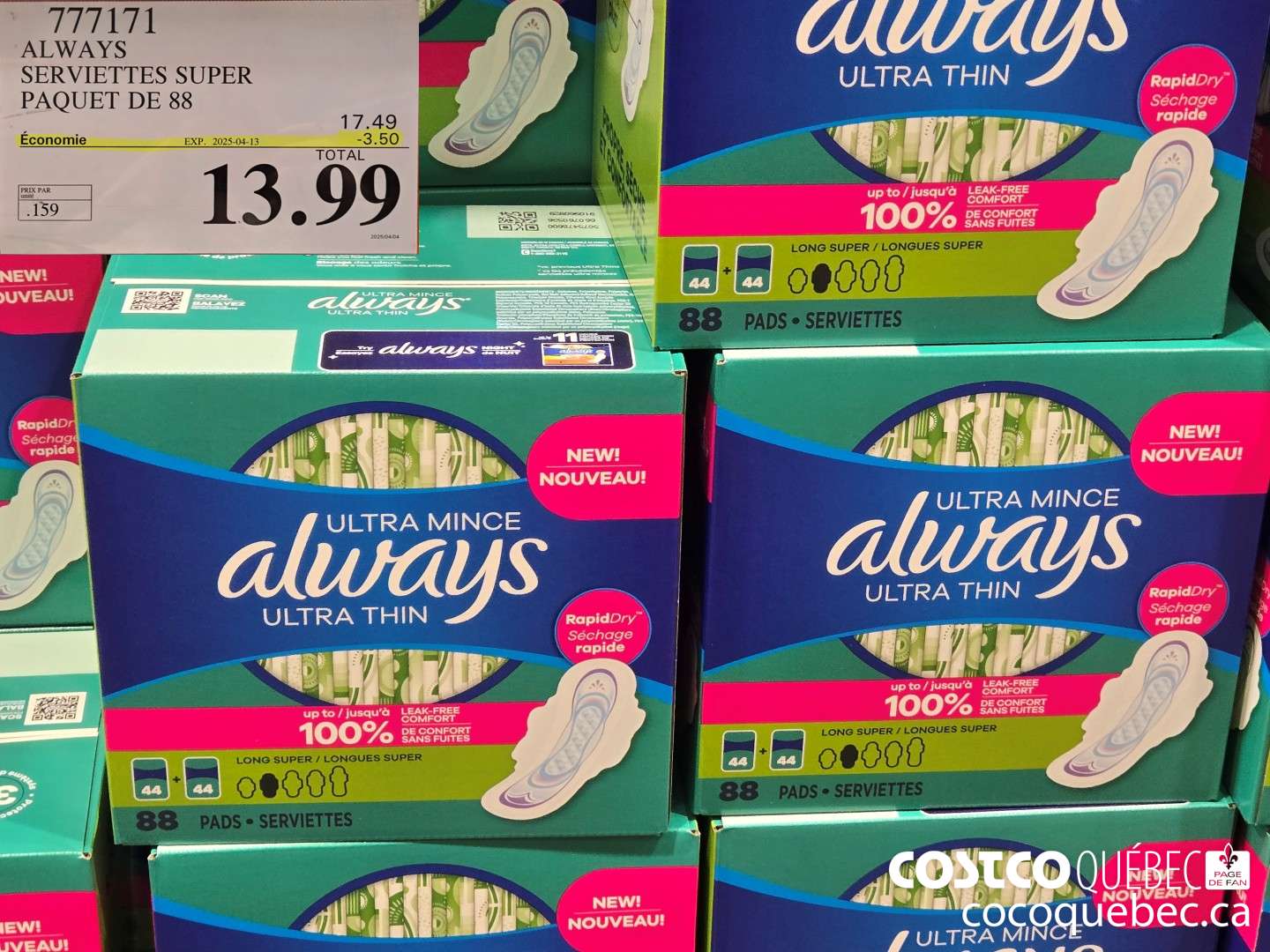 777171 ALWAY ULTRA SERVIETTES SUPER  ($3.50 INSTANT SAVINGS EXPIRES ON 2025-01-19) $13.99