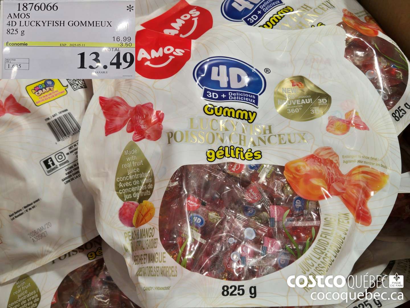 1876066 AMOS 4D LUCKYFISH GOMMEUX 825 g  ($3.50 INSTANT SAVINGS EXPIRES ON 2025-05-11) $13.49