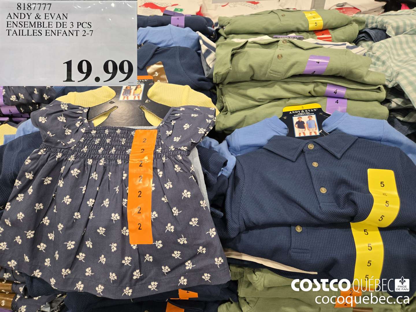 8187777 ANDY & EVAN ENSEMBLE DE 3 PCS TAILLES ENFANT 2-7  $19.99