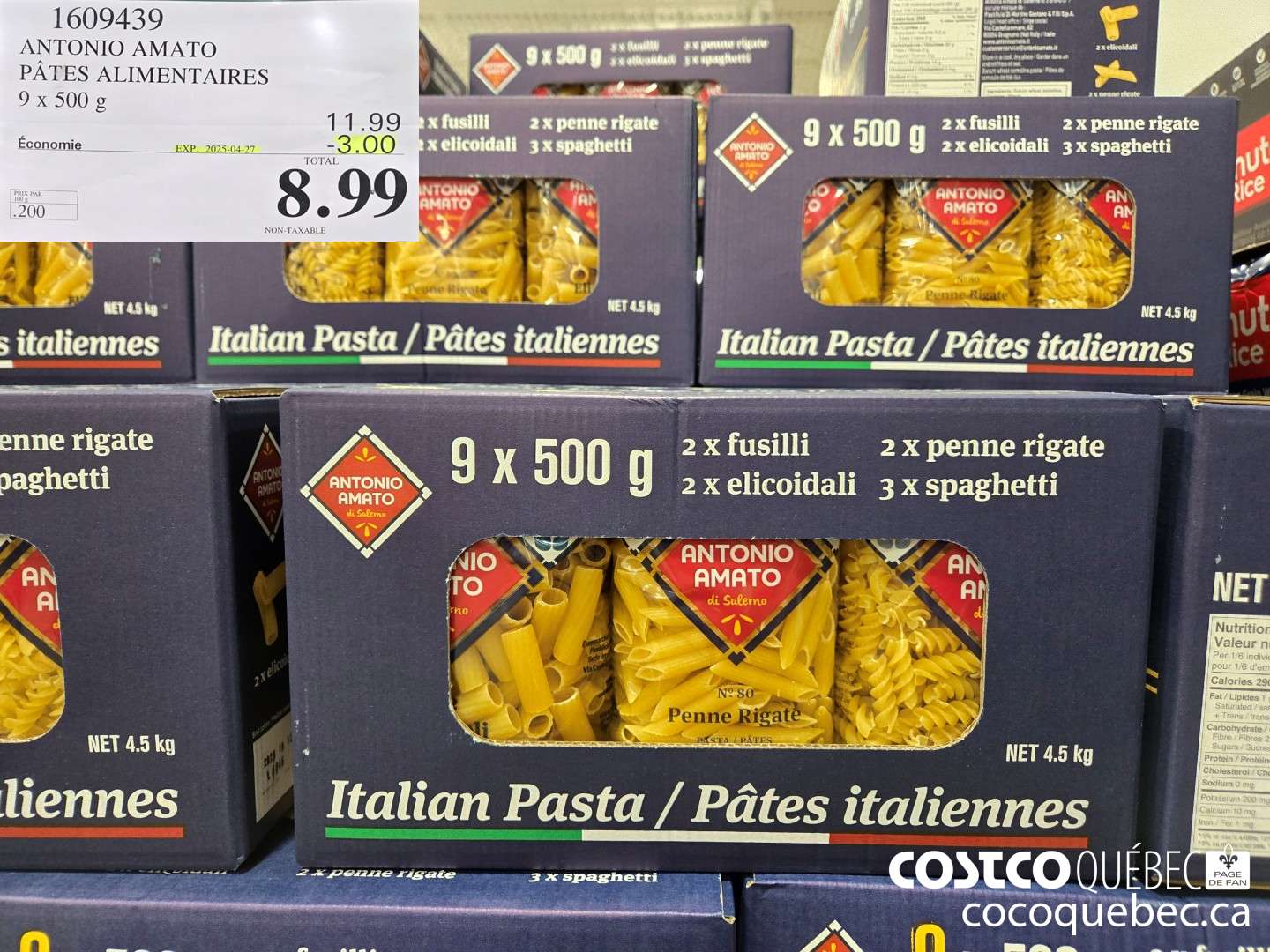 1609439 ANTONIO AMATO PATES ALIMENTAIRES 9 x 500 g ($3.00 INSTANT SAVINGS EXPIRES ON 2025-04-27) $8.99