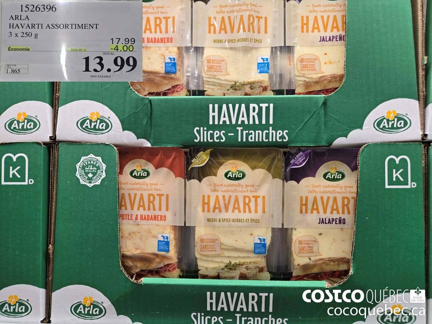 1526396 ARLA HAVARTI ASSORTIMENT 3 x 250 g  ($4.00 INSTANT SAVINGS EXPIRES ON 2025-05-11) $13.99