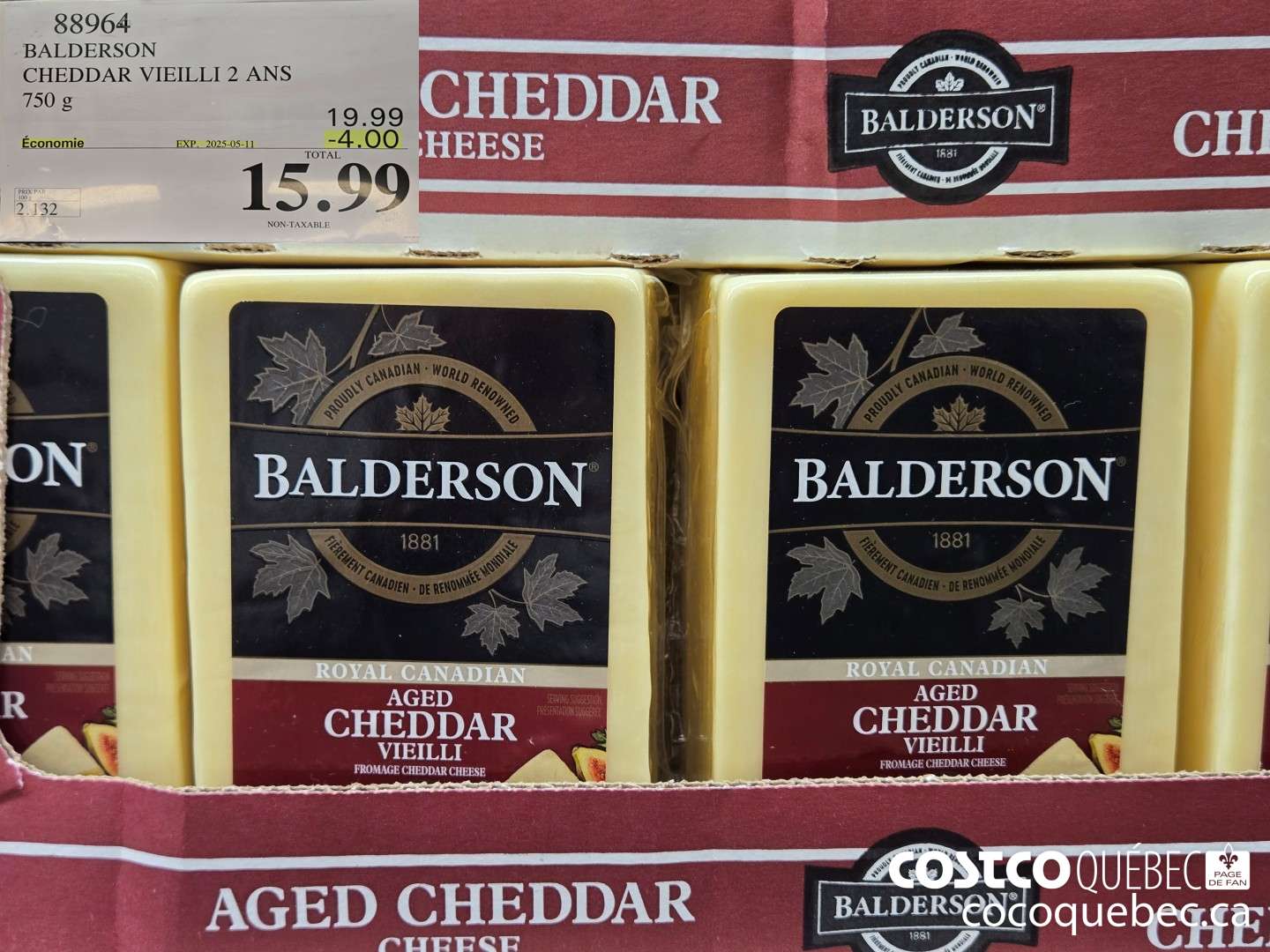 88964 BALDERSON CHEDDAR VIETLLI 2 ANS 750 g  ($4.00 INSTANT SAVINGS EXPIRES ON 2025-05-11) $15.99