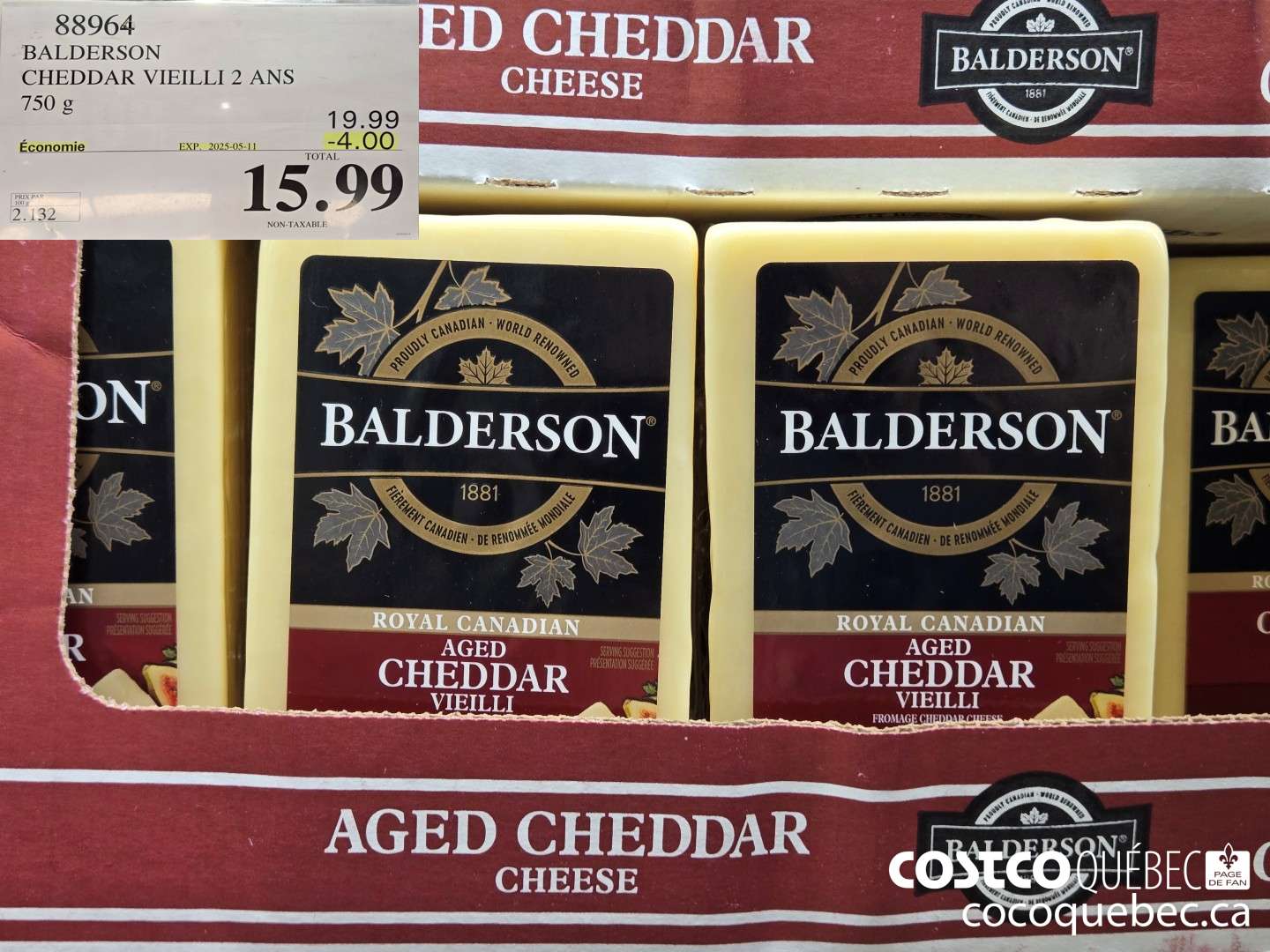 88964 BALDERSON CHEDDAR VIETLLI 2 ANS 750 g  ($4.00 INSTANT SAVINGS EXPIRES ON 2025-05-11) $15.99