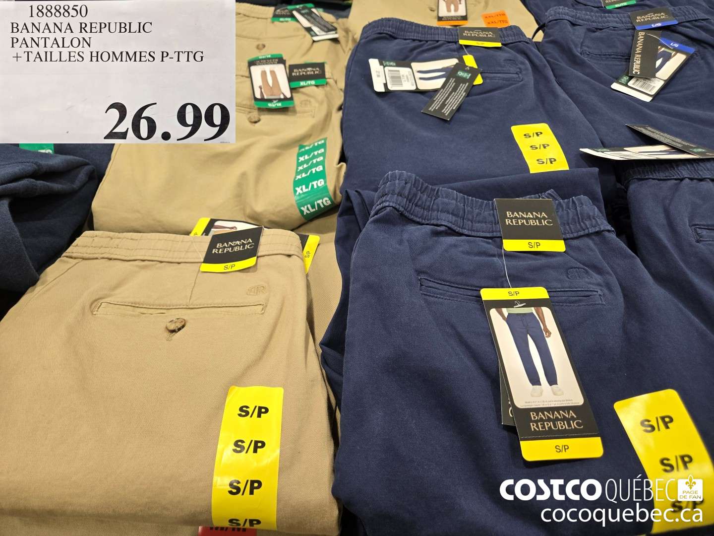 1888850 BANANA REPUBLIC PANTALON +TAILLES HOMMES P-TTG  $26.99