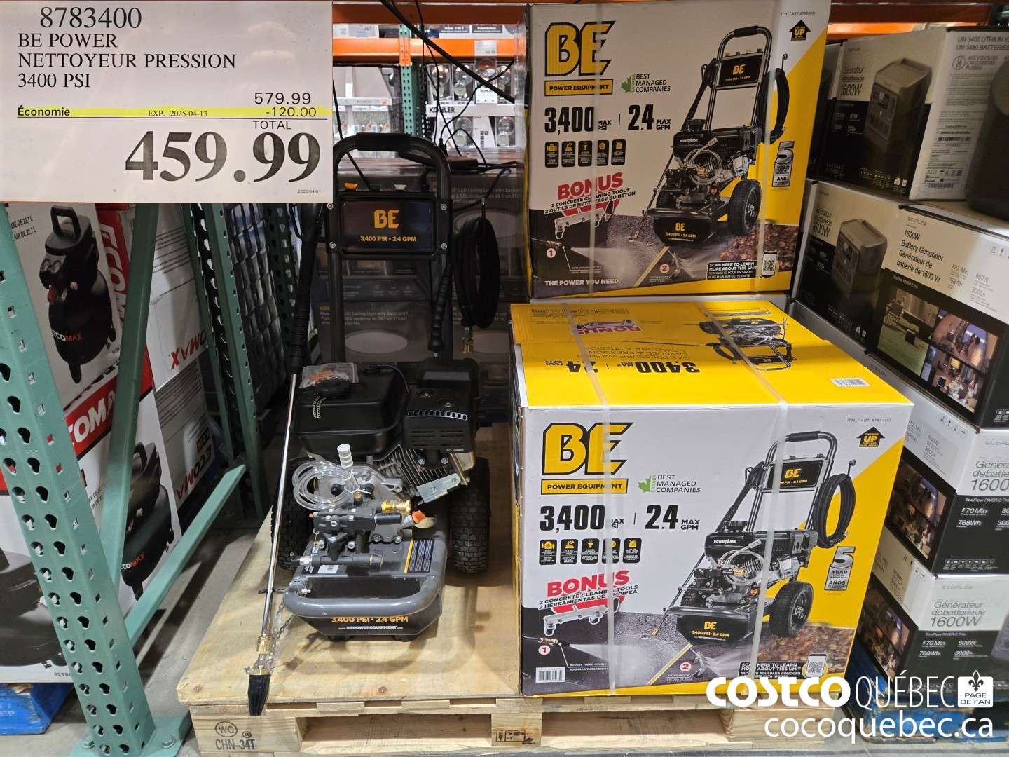 8783400 BE POWER NETTOYEUR PRESSION 3400 PSI  ($120.00 INSTANT SAVINGS EXPIRES ON 2025-04-13) $459.99