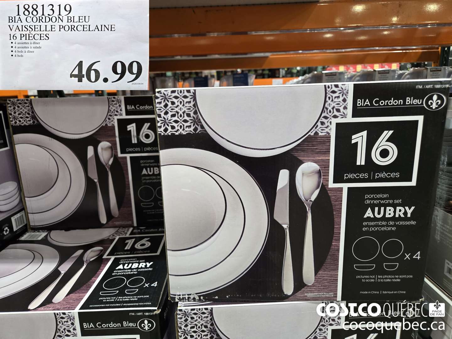 1881319 BIA CORDON BLEU VAISSELLE PORCELAINE 16 PIECES  $46.99