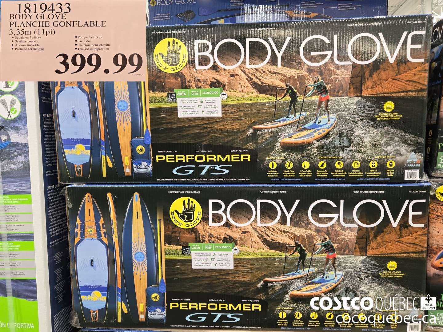 819433 BODY GLOVE PLANCHE GONFLABLE 335m (11pi)  $399.99