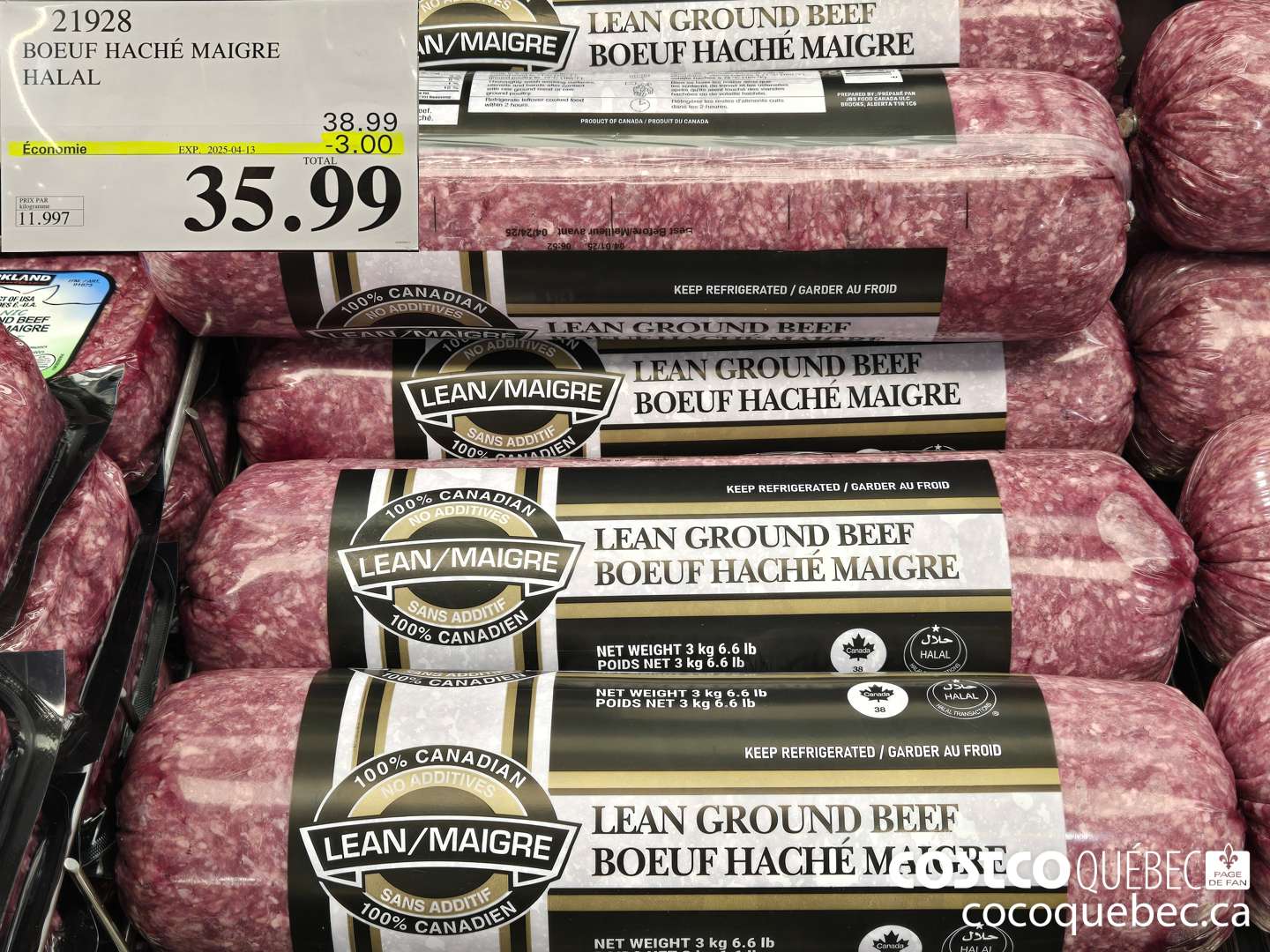 21928 BOEUF HACHE MAIGRE HALAL  ($3.00 INSTANT SAVINGS EXPIRES ON 2025-04-13) $35.99