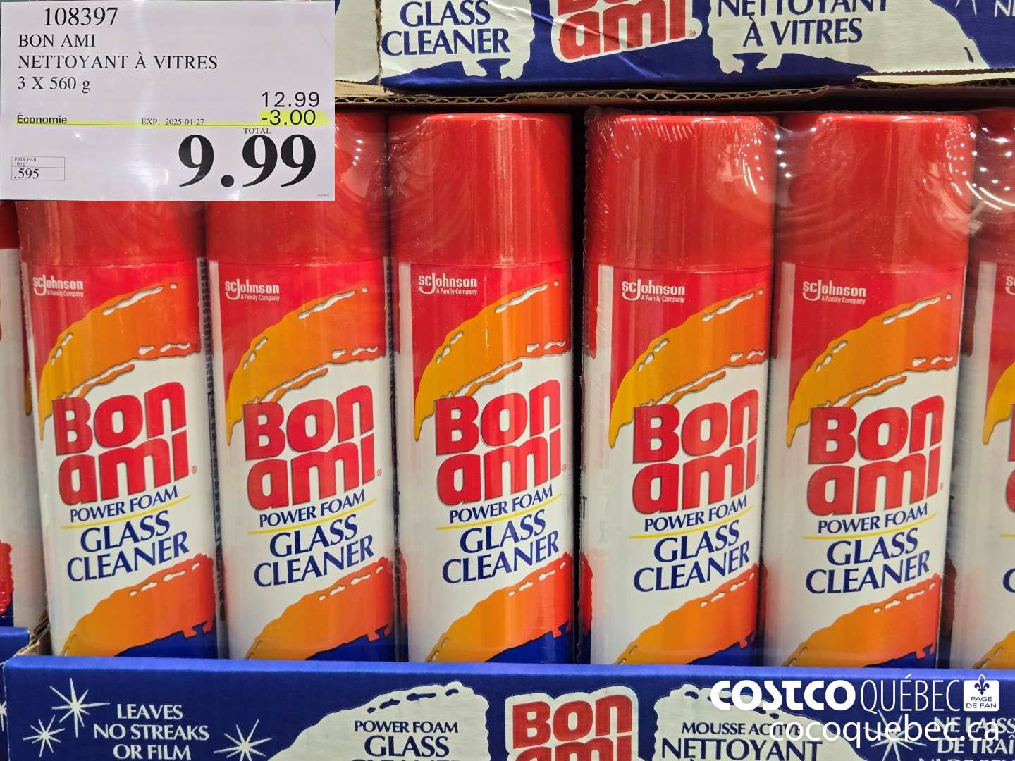 108397 BON AMI NETTOYANT A VITRES 3 X 560 ($3.00 INSTANT SAVINGS EXPIRES ON 2025-04-27) $9.99