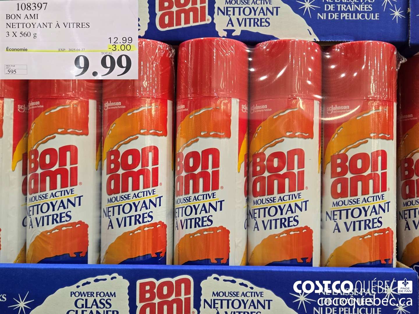 108397 BON AMI NETTOYANT A VITRES 3 X 560 ($3.00 INSTANT SAVINGS EXPIRES ON 2025-04-27) $9.99
