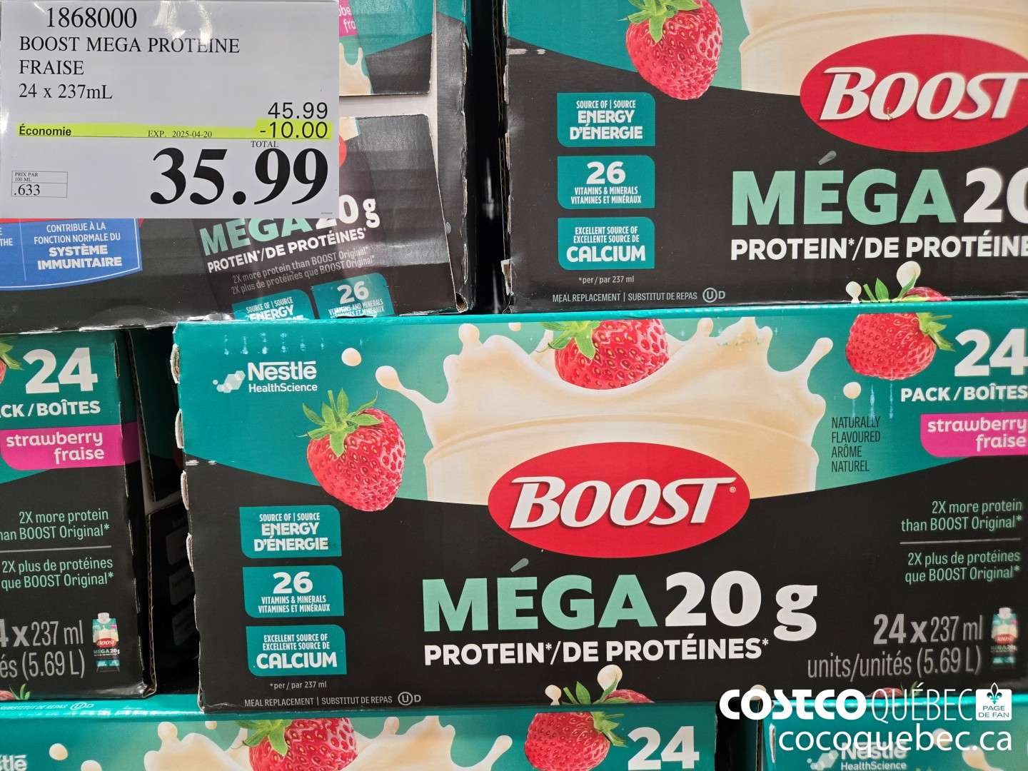 1868000 BOOST MEGA PROTEINE FRAISE  ($10.00 INSTANT SAVINGS EXPIRES ON 2025-04-20) $35.99