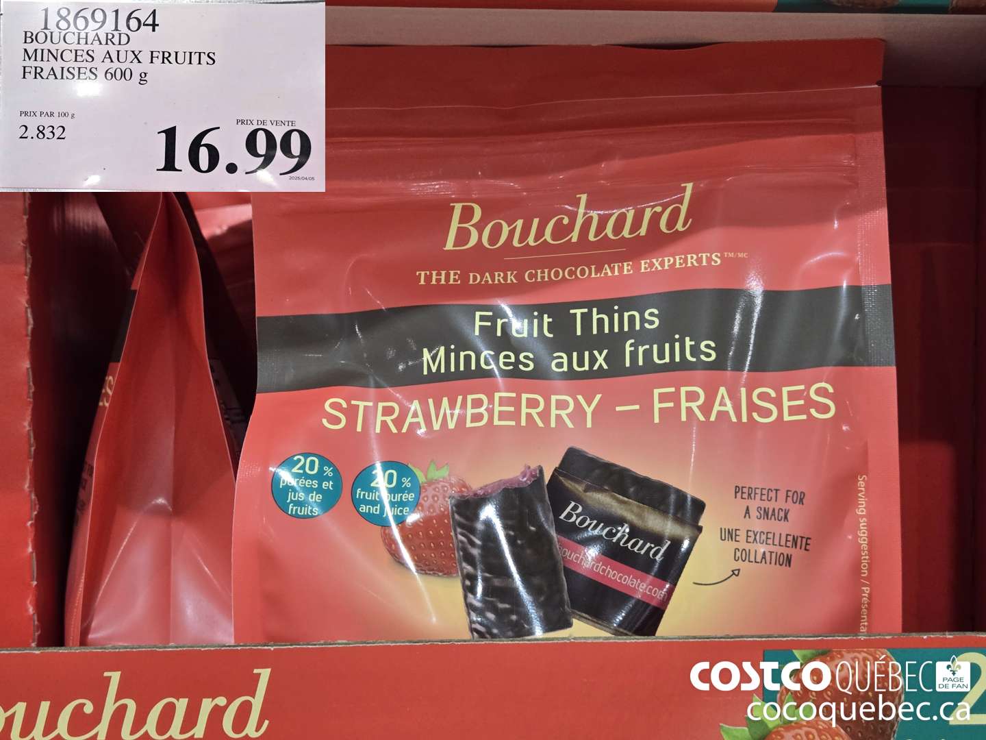 1869164 BOUCHARD MINCES AUX FRUITS FRAISES 600 g  $16.99