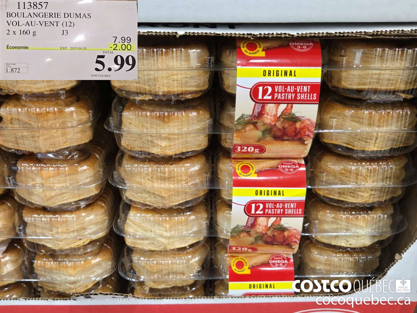 113857 BOULANGERIE DUMAS VOL-AU-VENT (12) 2 x 160 g ($2.00 INSTANT SAVINGS EXPIRES ON 2025-04-20) $5.99