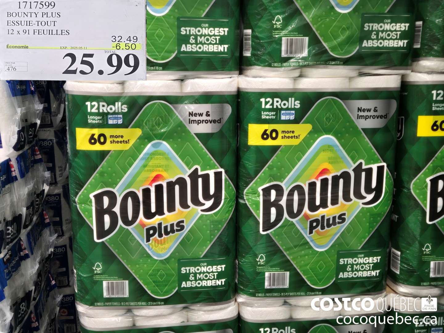 1717599 BOUNTY PLUS ESSUIE-TOUT 12 x 91 FEUILLES  ($6.50 INSTANT SAVINGS EXPIRES ON 2025-05-11) $25.99