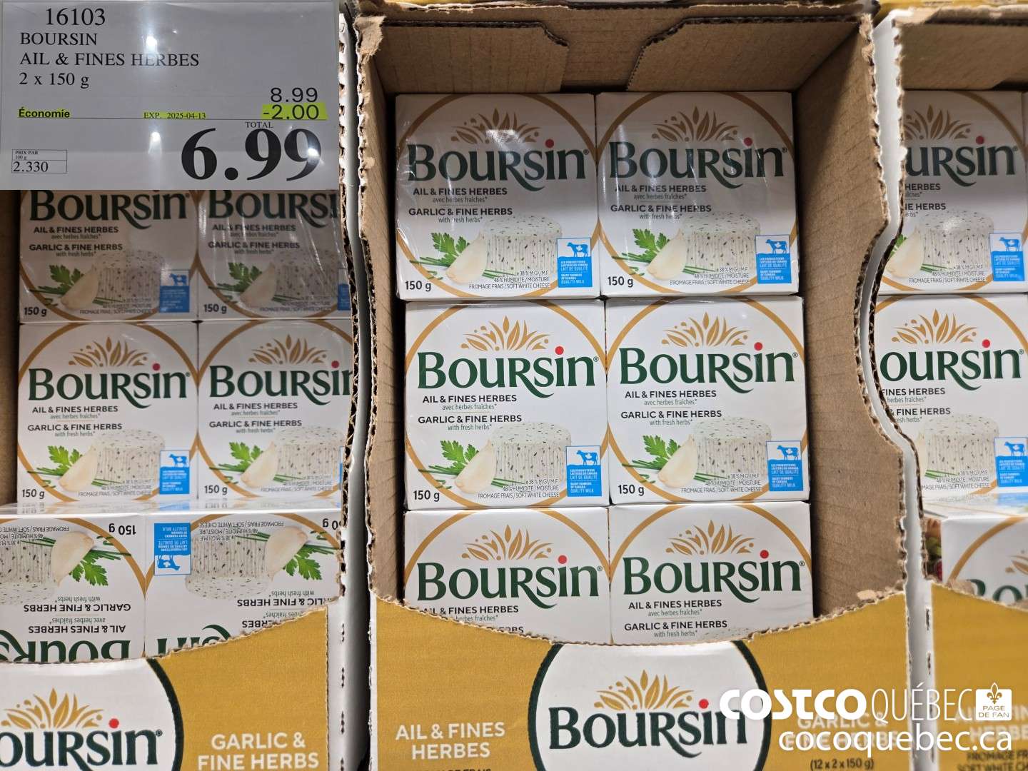 16103 BOURSIN AIL & FINES HERBES 2x150 G ($2.00 INSTANT SAVINGS EXPIRES ON 2025-04-13) $6.99