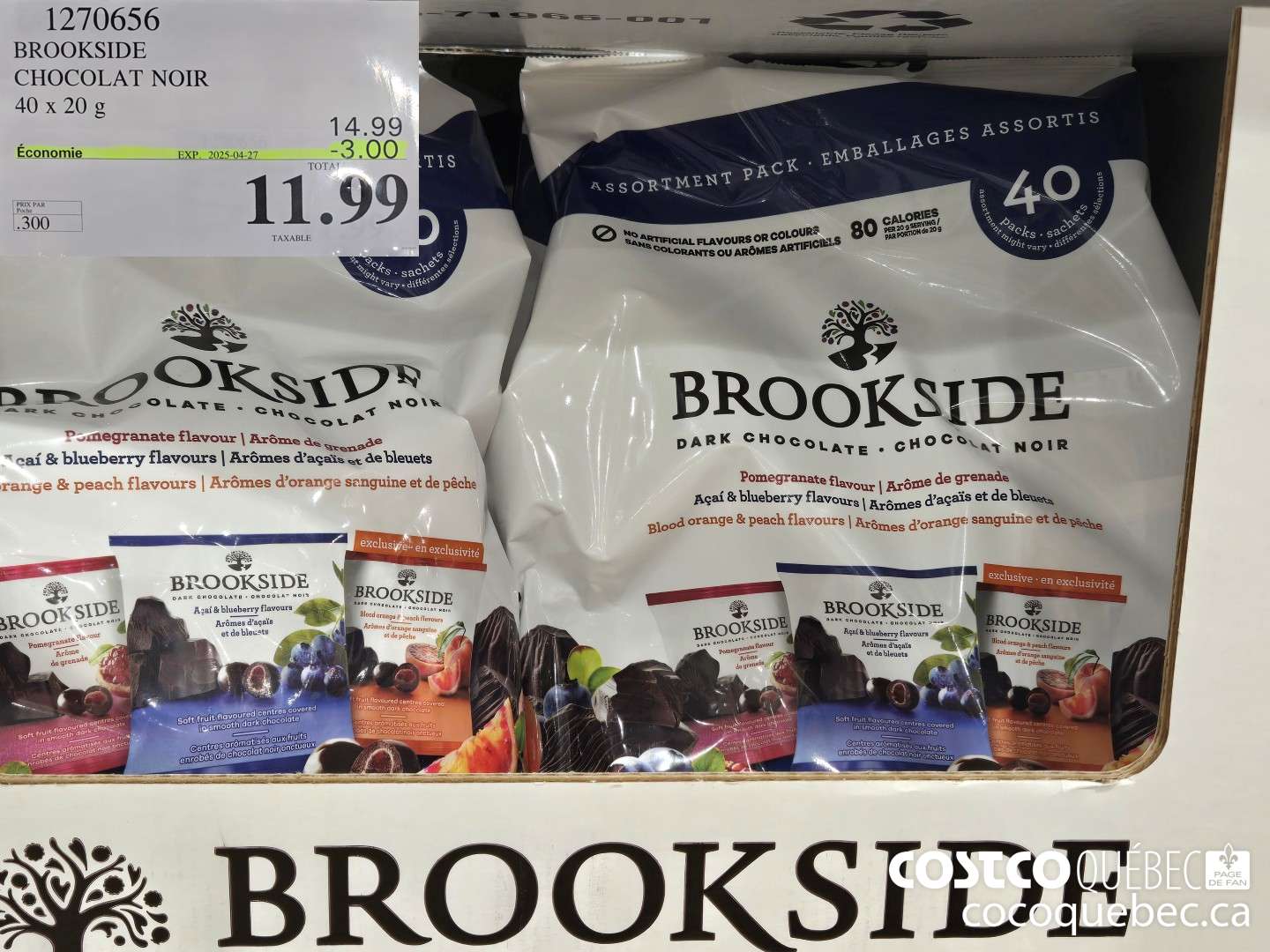 1270656 BROOKSIDE CHOCOLAT NOIR ($3.00 INSTANT SAVINGS EXPIRES ON 2025-04-27) $11.99