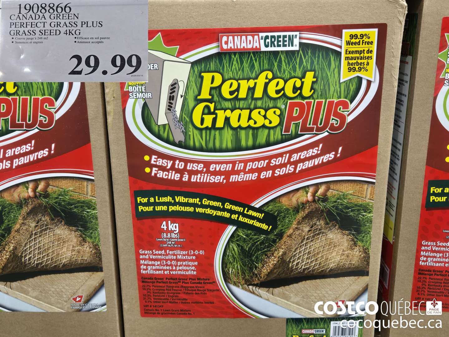 908866 CANADA GREEN PERFECT GRASS PLUS GRAS S SEED 4KG  $29.99