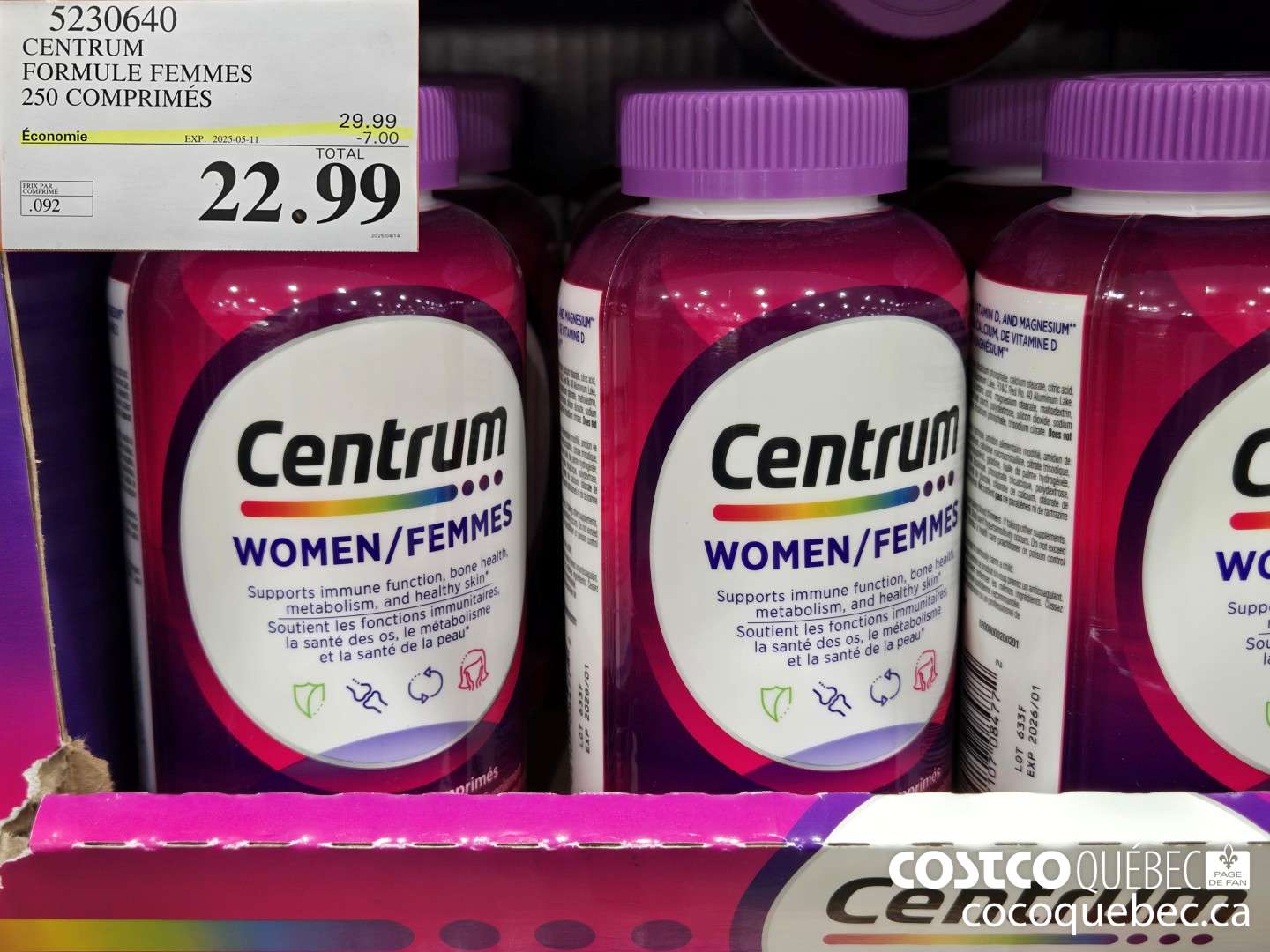 5230640 CENTRUM FEMMES 250 COMPRIMES ($7.00 INSTANT SAVINGS EXPIRES ON 2025-05-11) $22.99