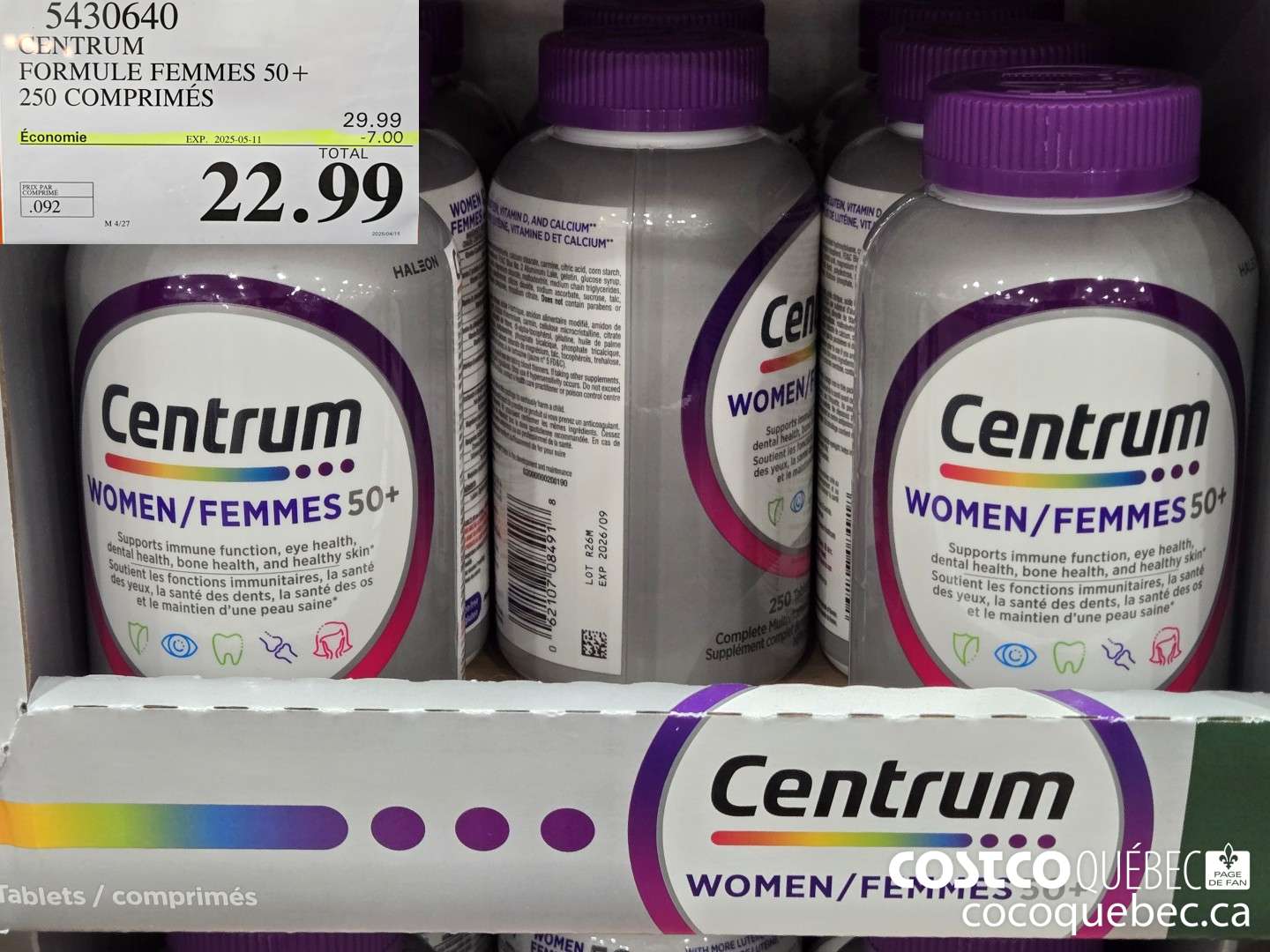 5430640 CENTRUM FEMMES 50+ 250 COMPRIMES ($7.00 INSTANT SAVINGS EXPIRES ON 2025-05-11) $22.99