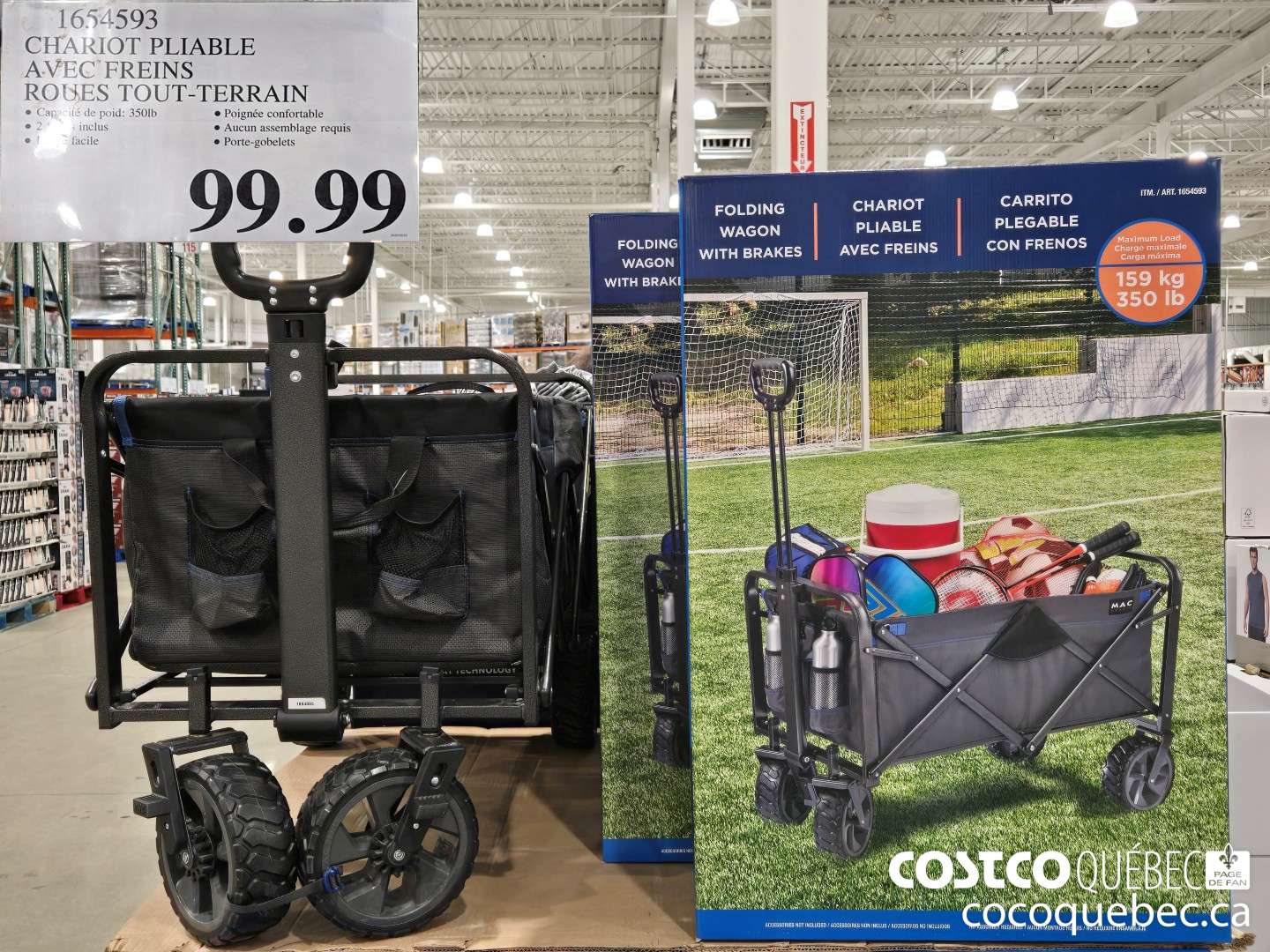 1654593 CHARIOT PLIABLE AVEC FREINS ROUES TOUT-TERRAIN  $99.99