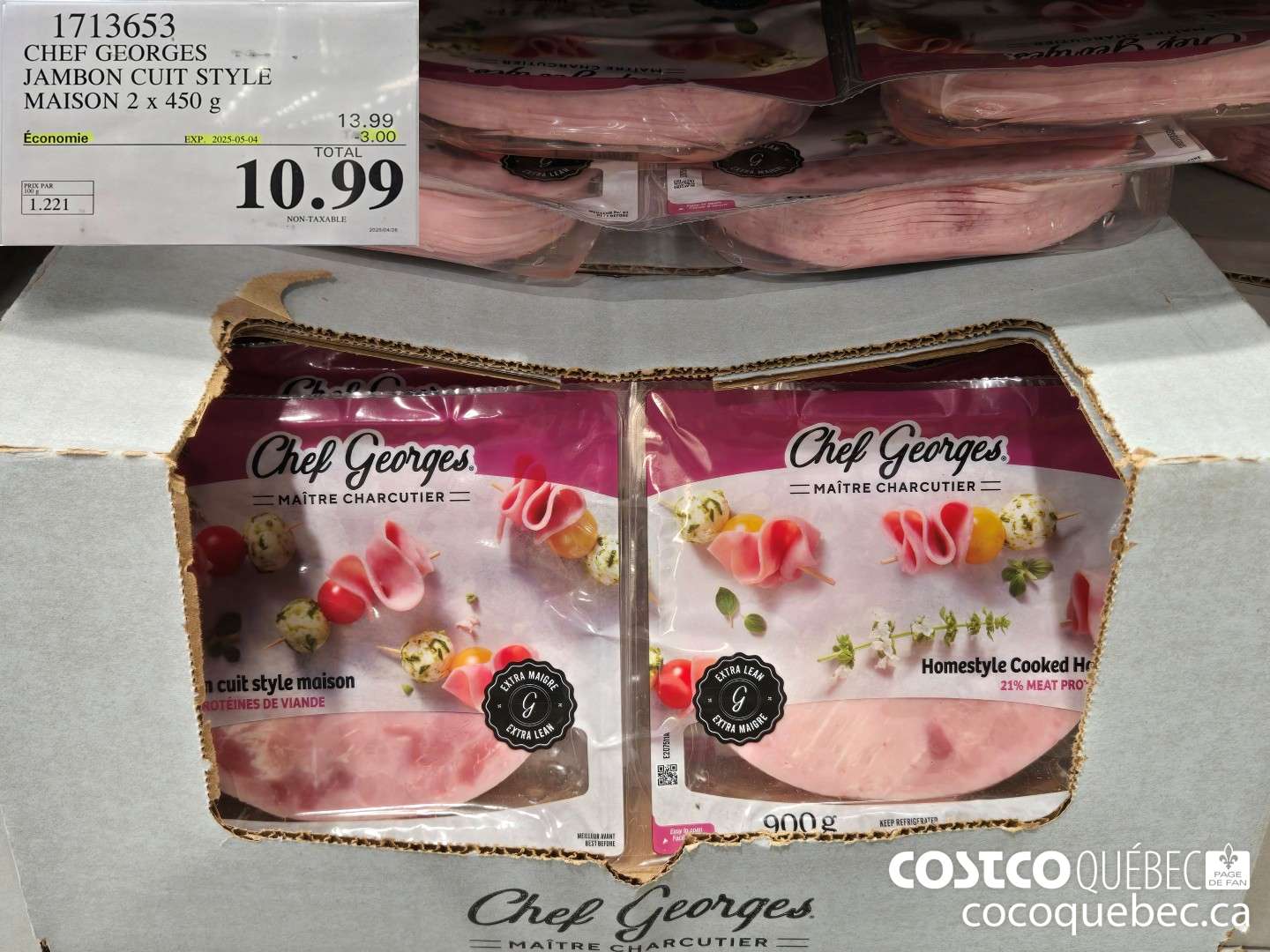 1713653 CHEF GEORGES JAMBON CUIT STYLE MAISON 2 x 450 g  ($3.00 INSTANT SAVINGS EXPIRES ON 2025-05-04) $10.99