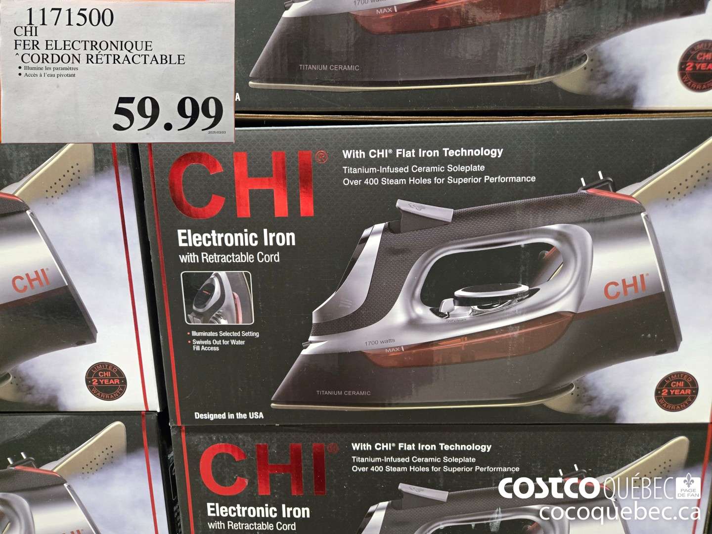 1171500 CHI FER ELECTRONIQUE “CORDON RETRACTABLE  $59.99