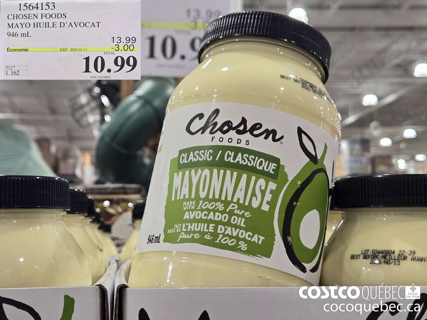 1564153 CHOSEN FOODS MAYO HUILE AVOCAT 946 mL ($3.00 INSTANT SAVINGS EXPIRES ON 2025-05-11) $10.99