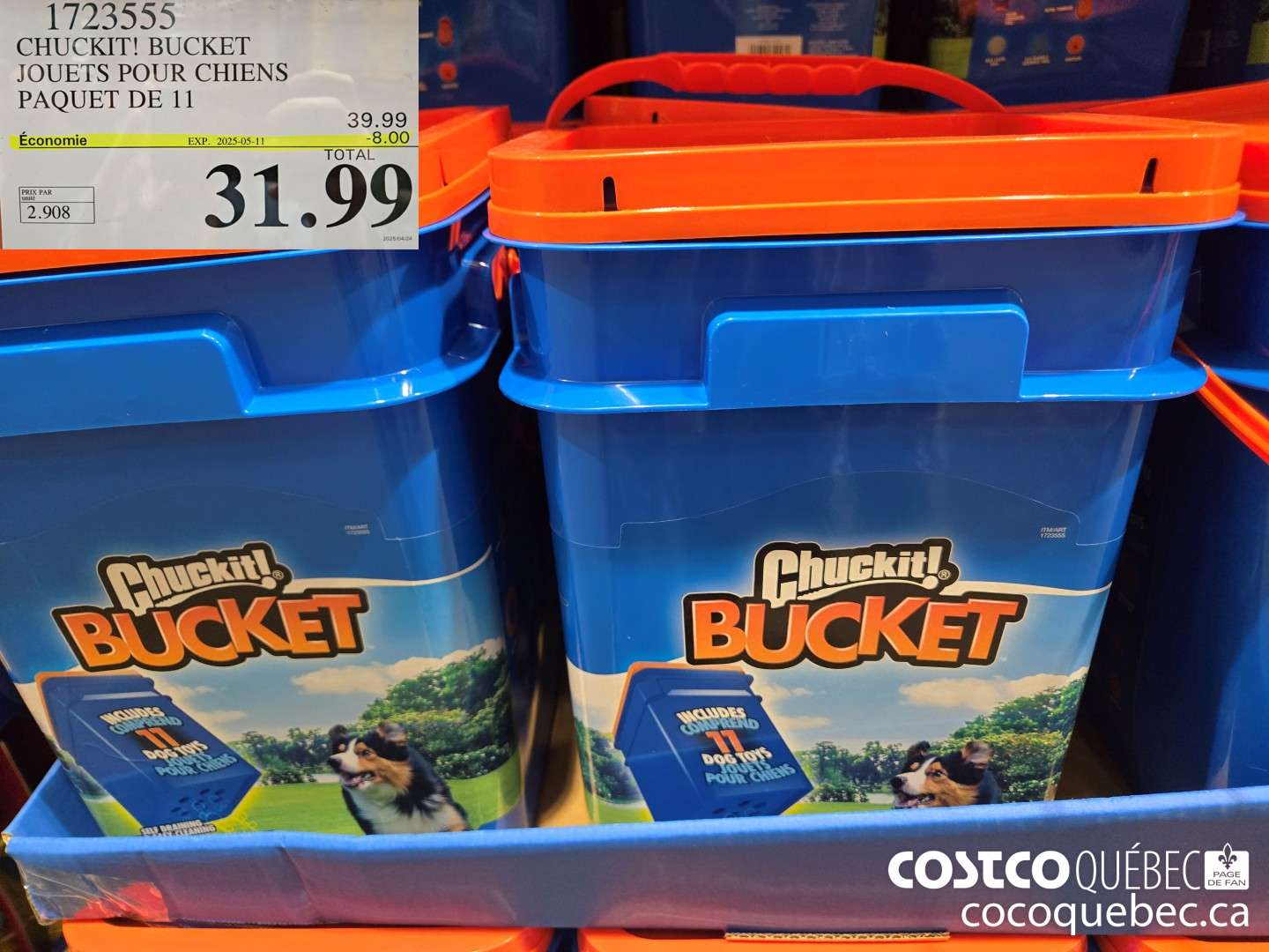 1723555 CHUCKIT! BUCKET JOUETS POUR CHIENS PAQUET DE 11  ($8.00 INSTANT SAVINGS EXPIRES ON 2025-05-11) $31.99