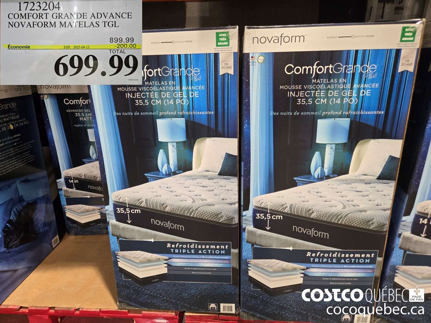 1723204 COMFORT GRAN JE ADVANCE NOVAFORM MATELAS TGL  ($200.00 INSTANT SAVINGS EXPIRES ON 2025-04-13) $699.99