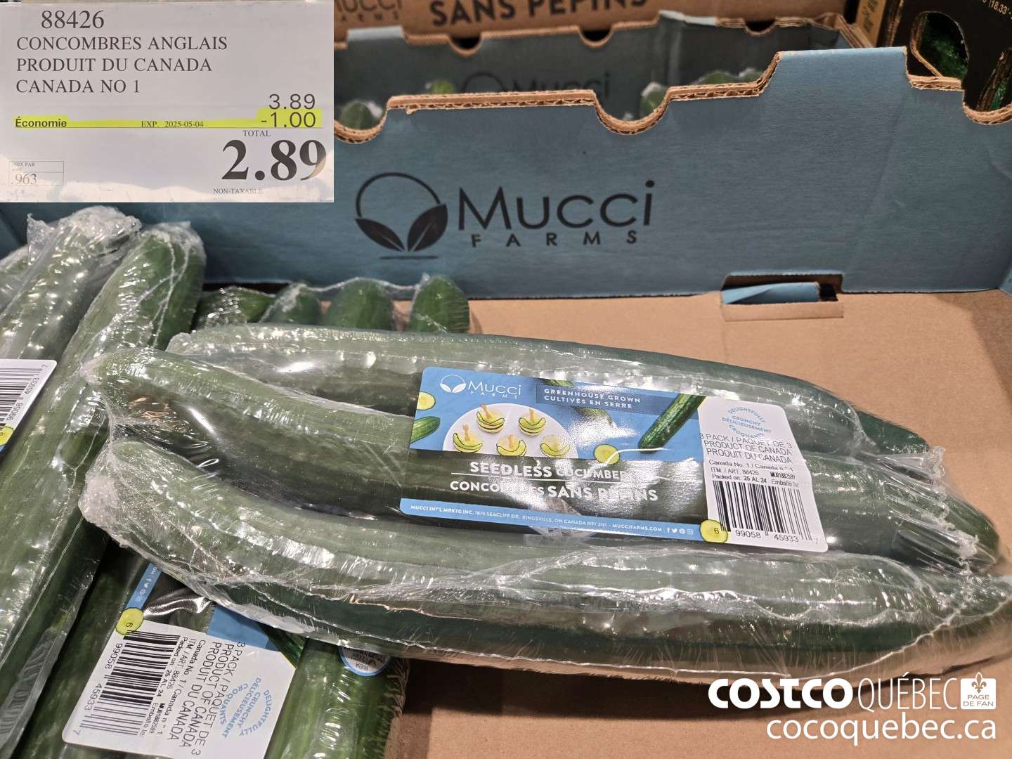 88426 CONCOMBRES ANGLAIS PRODUIT DU CANADA CANADA NO 1  ($1.50 INSTANT SAVINGS EXPIRES ON 2025-05-04) $2.89