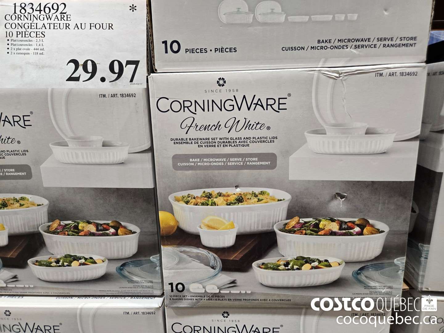 1834692 CORNINGWARE CONGELATEUR AU FOUR 10 PIECES  $29.97
