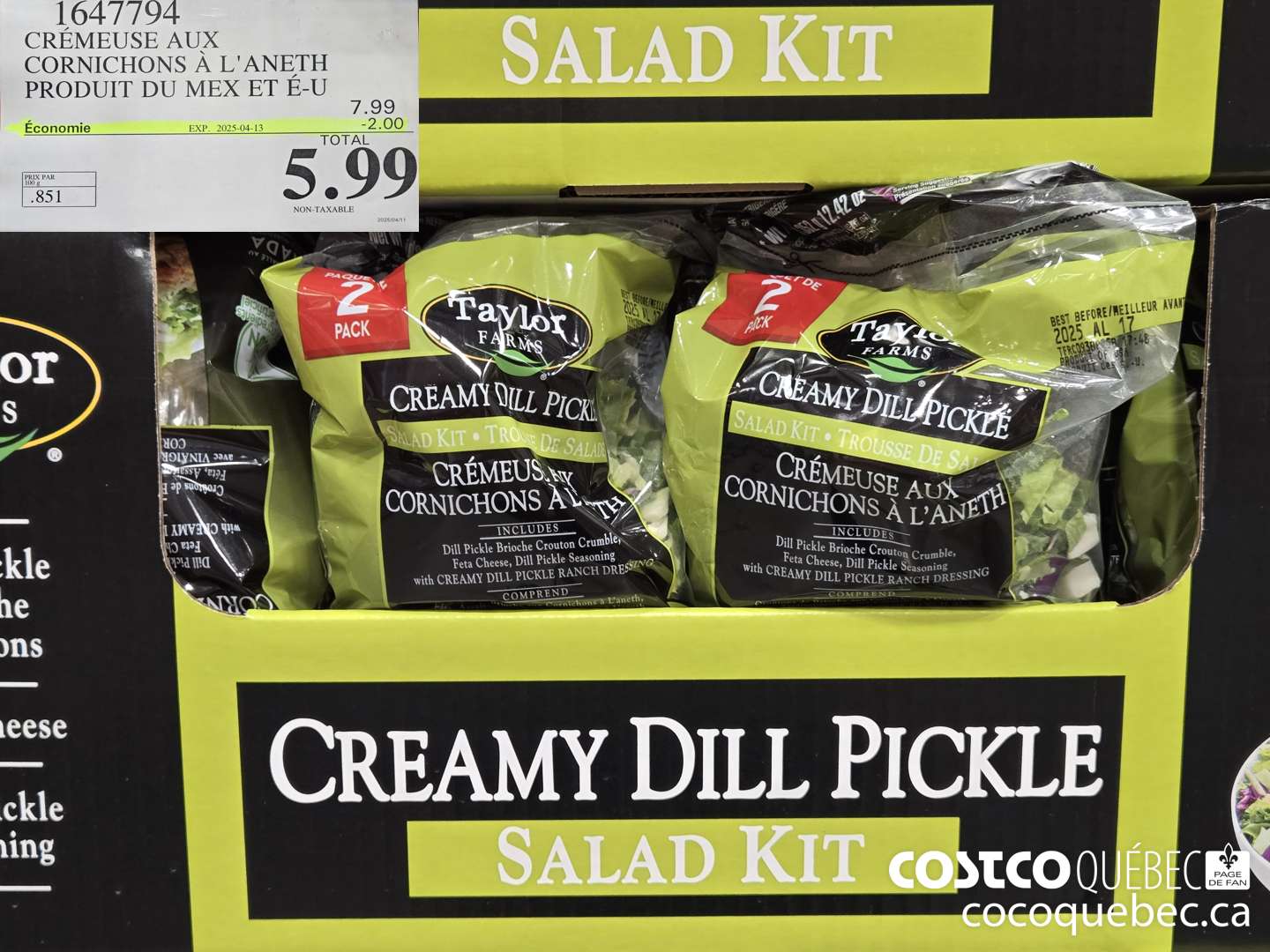 1647794 CREMEUSE AUX CORNICHONS A L'ANETH  ($2.00 INSTANT SAVINGS EXPIRES ON 2025-04-13) $5.99