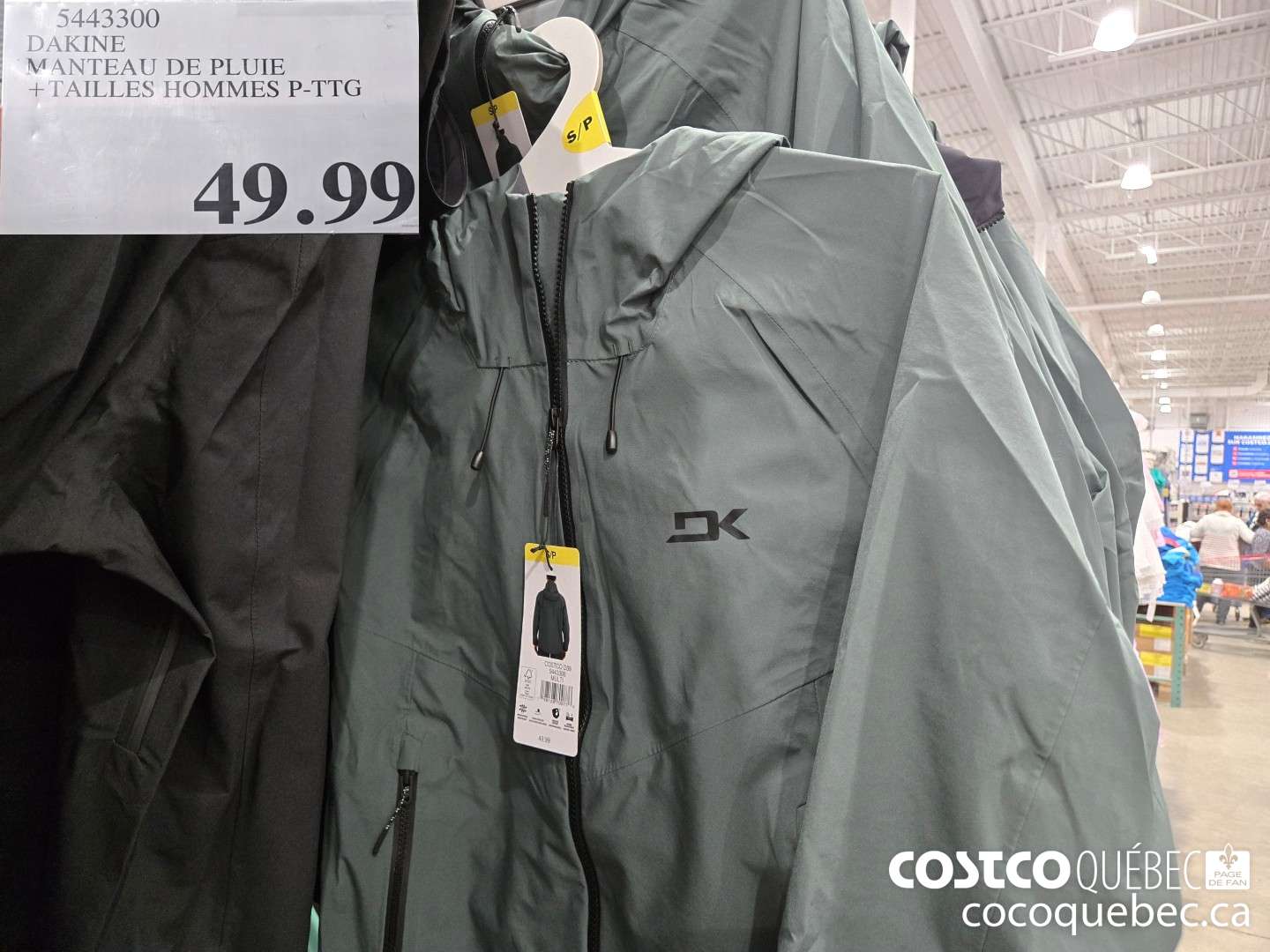 5443300 DAKINE MANTEAU DE PLUIE HOMMES  $49.99