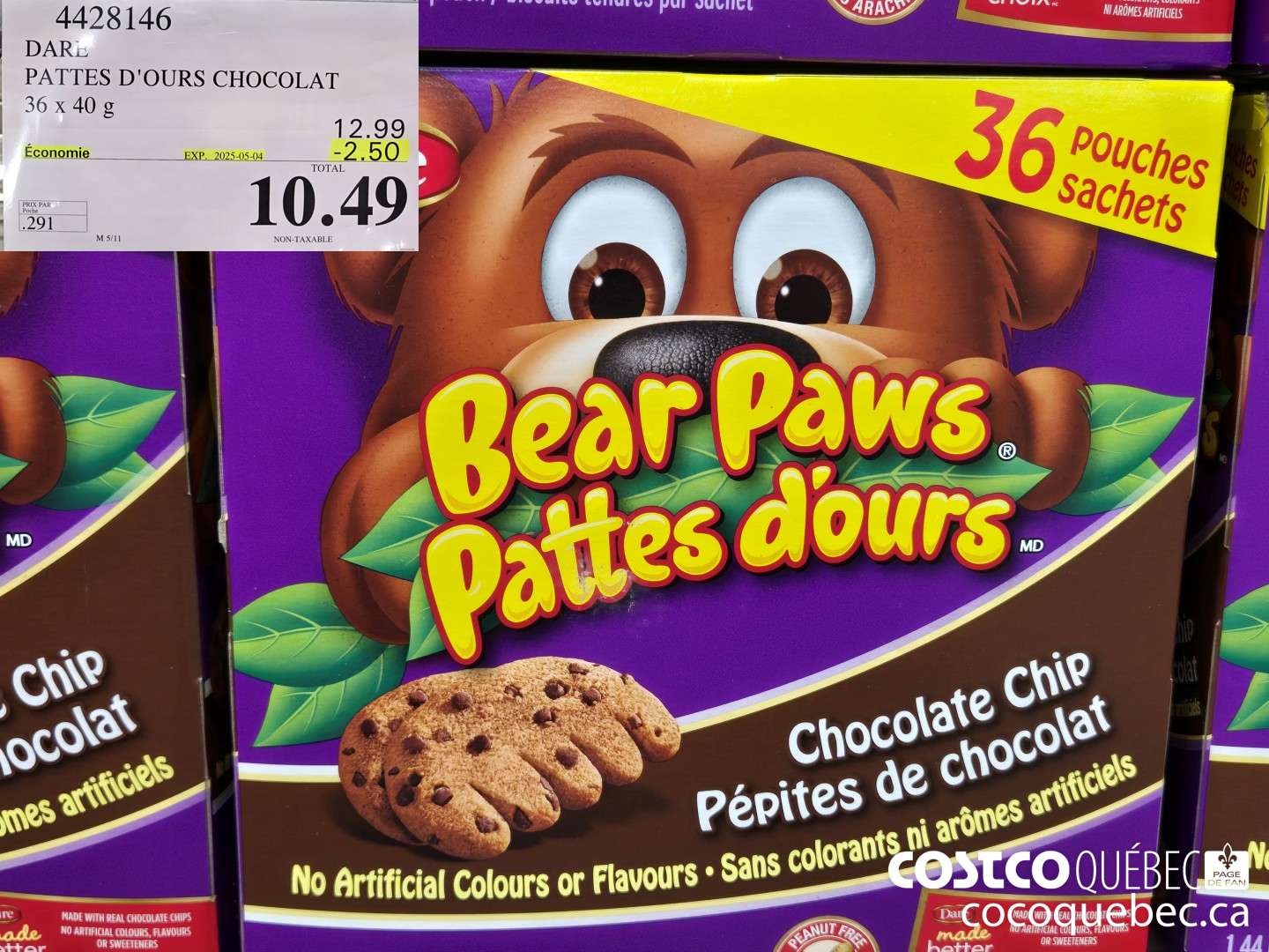 4428146 DARE PATTES D'OURS CHOCOLAT 36 x 40  ($2.50 INSTANT SAVINGS EXPIRES ON 2025-05-04) $10.49