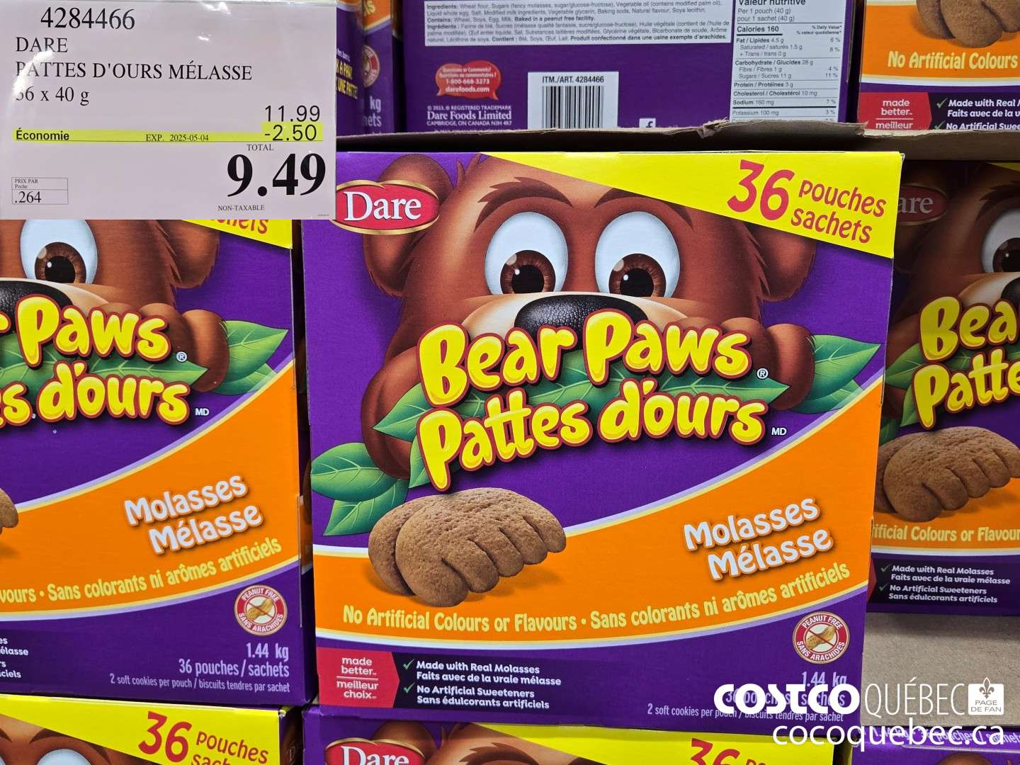 4284466 DARE PATTES D'OURS MELASSE | 36 x 40 g  ($2.50 INSTANT SAVINGS EXPIRES ON 2025-05-04) $9.49
